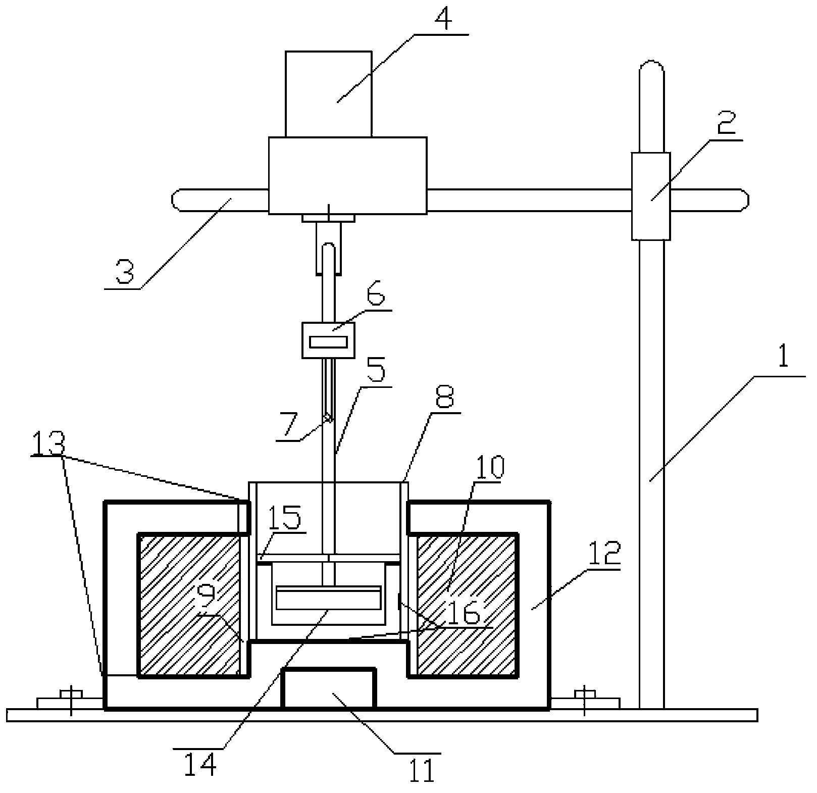 Testing device for magneto-rheological fluid shear yield stress