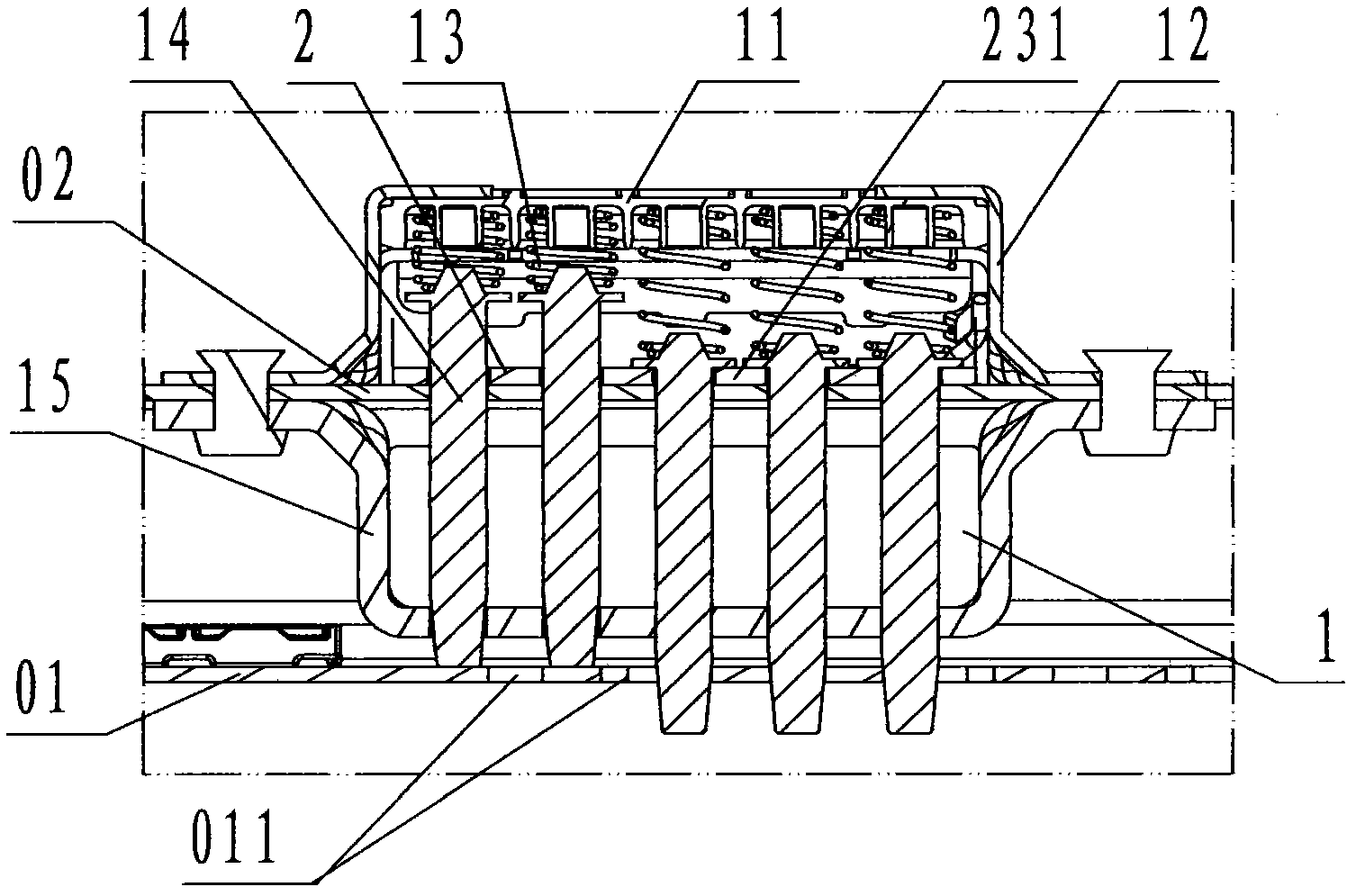 Built-in five-pin locking device for automobile seat slide rail