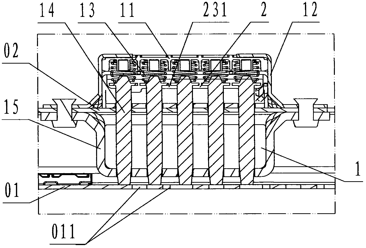 Built-in five-pin locking device for automobile seat slide rail