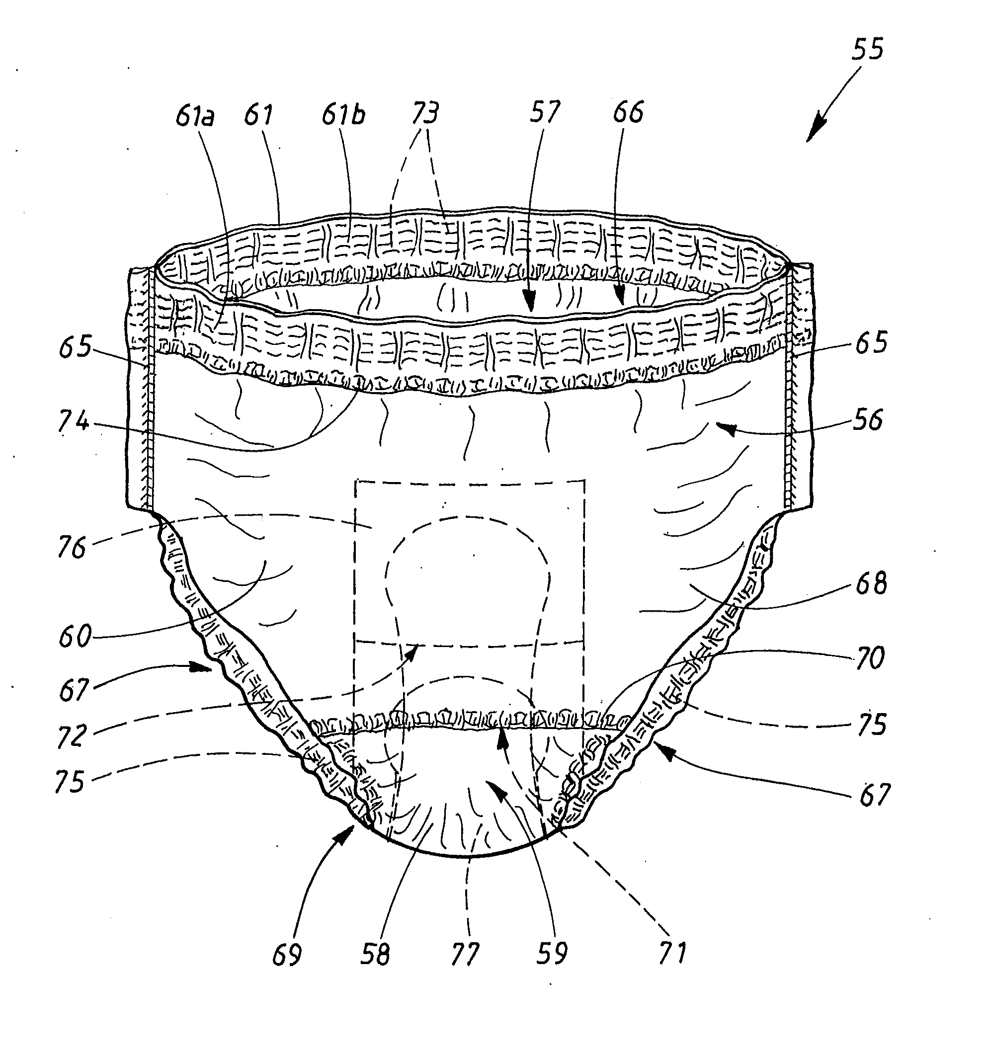 Method of producing an absorbent garment, and an absorbent garment produced according to the method