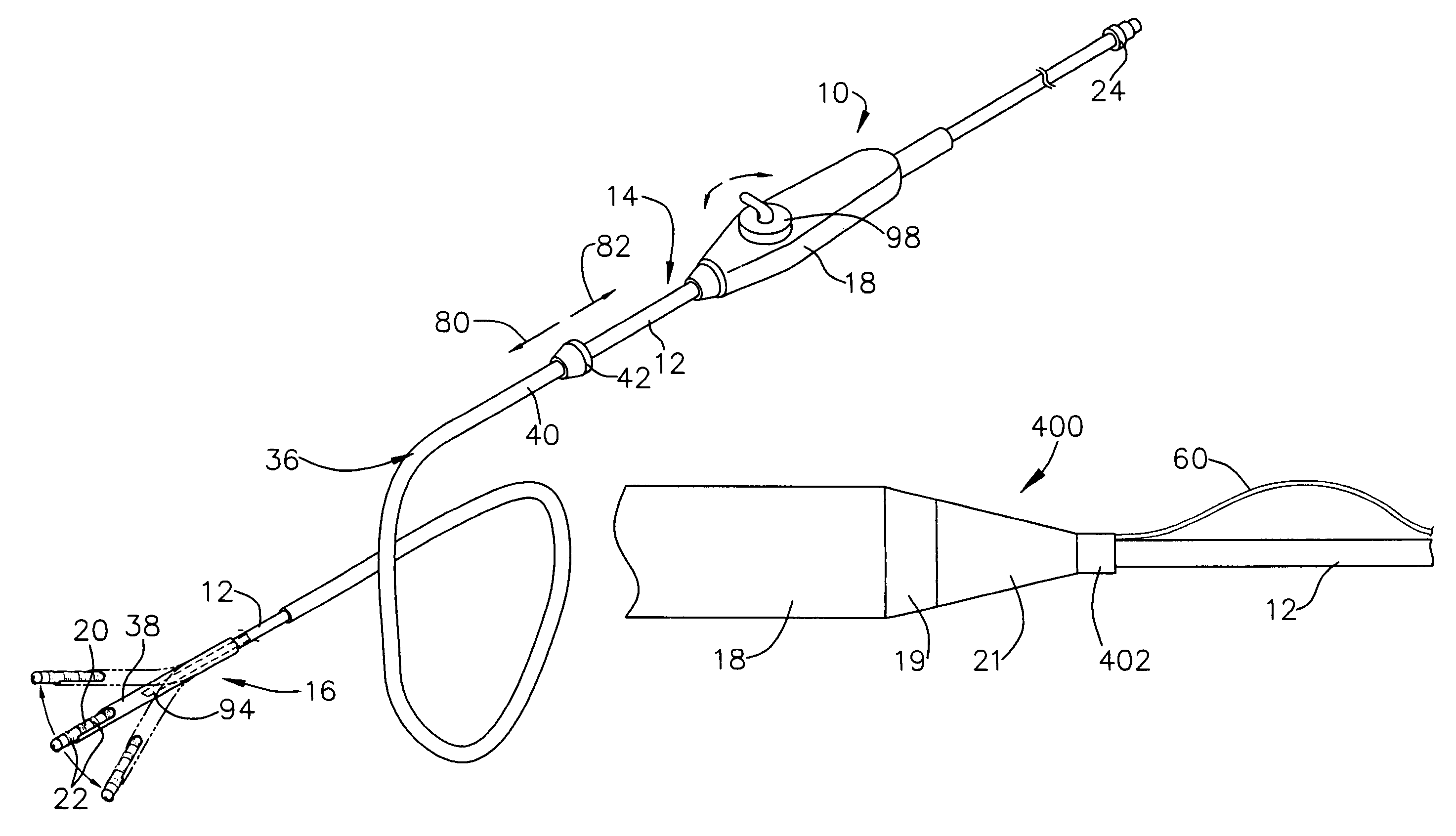 Catheter distal assembly with pull wires