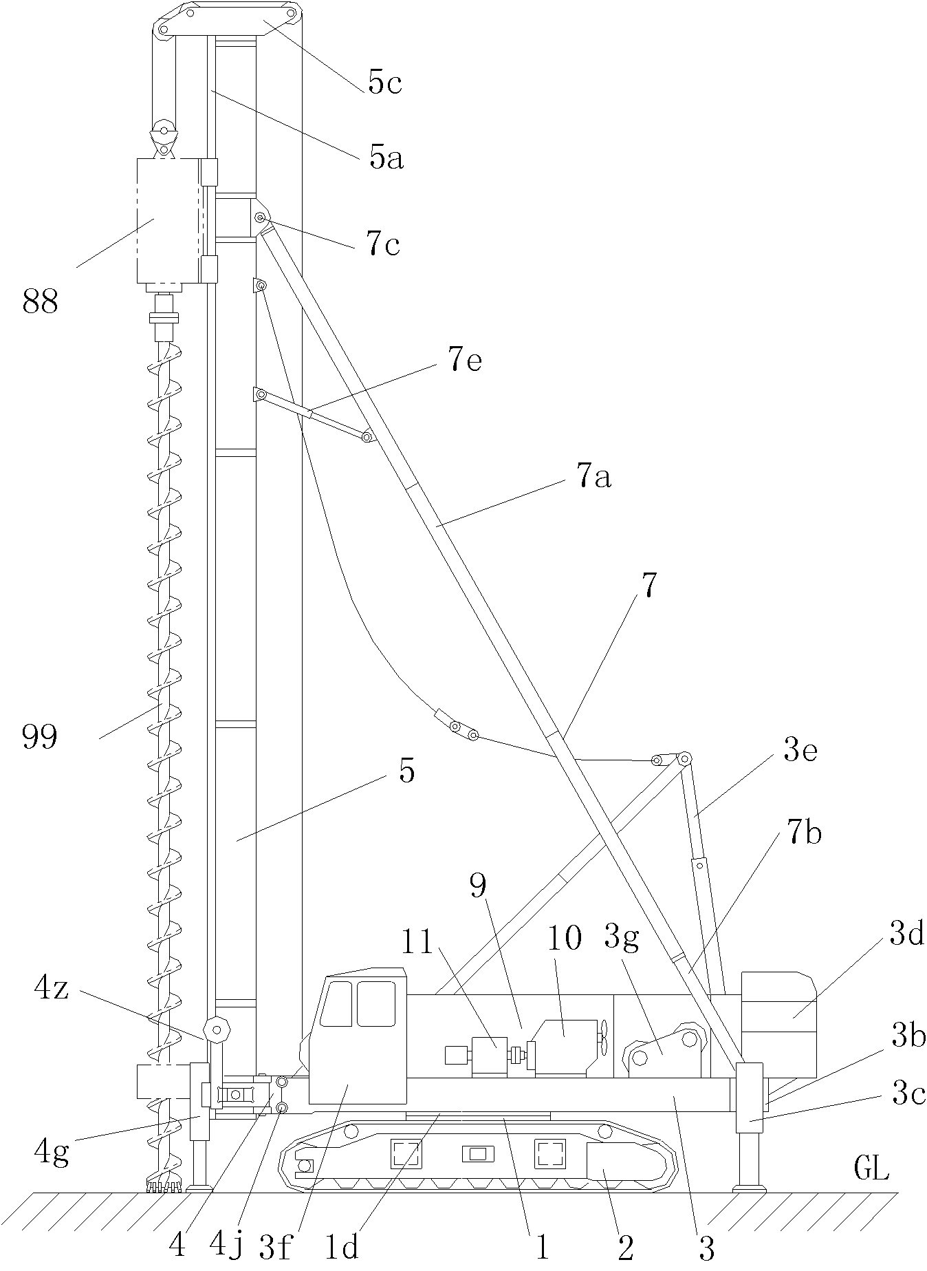 Crawler-type pile frame and method for mounting same