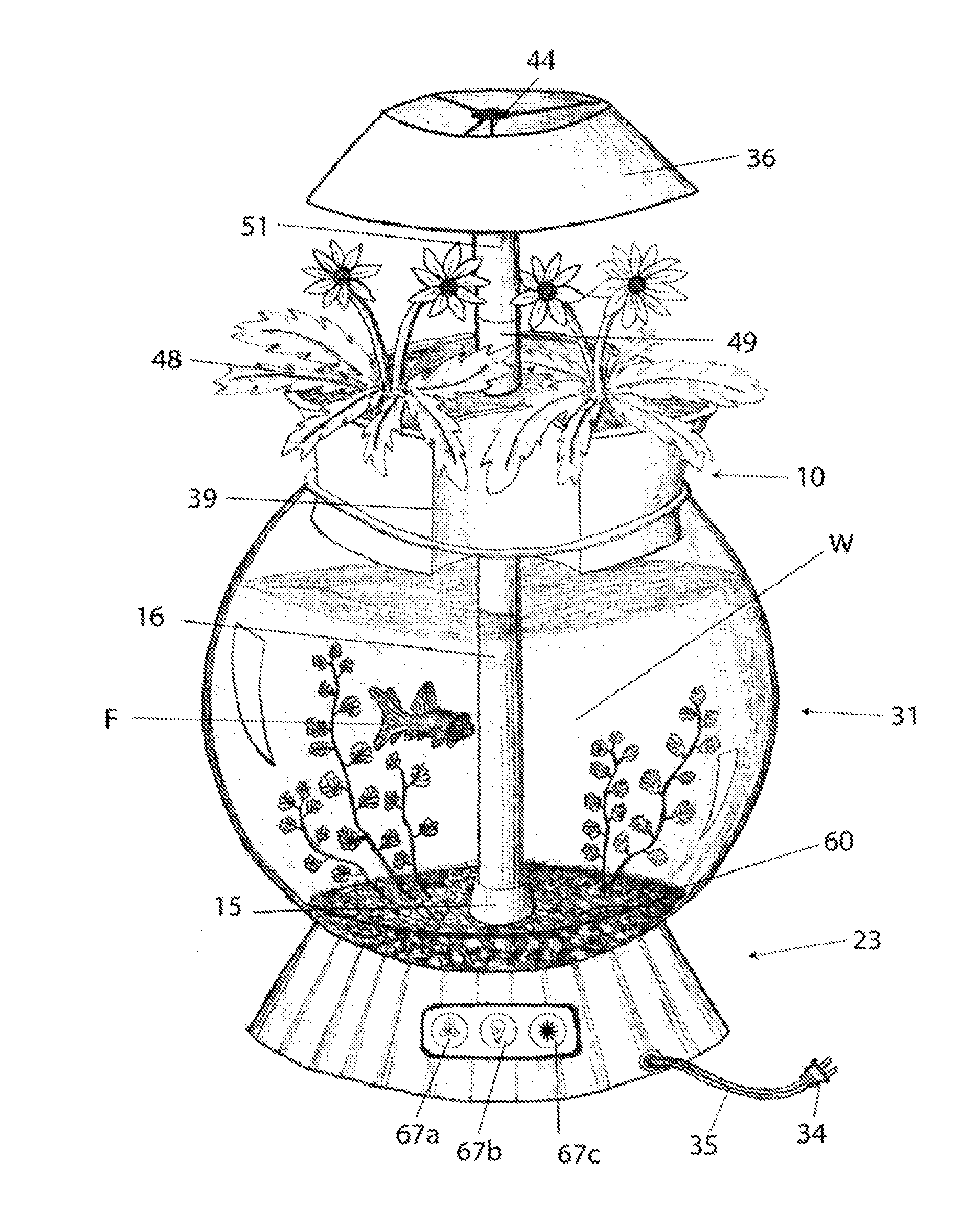 Integrated aquaponic aquarium system