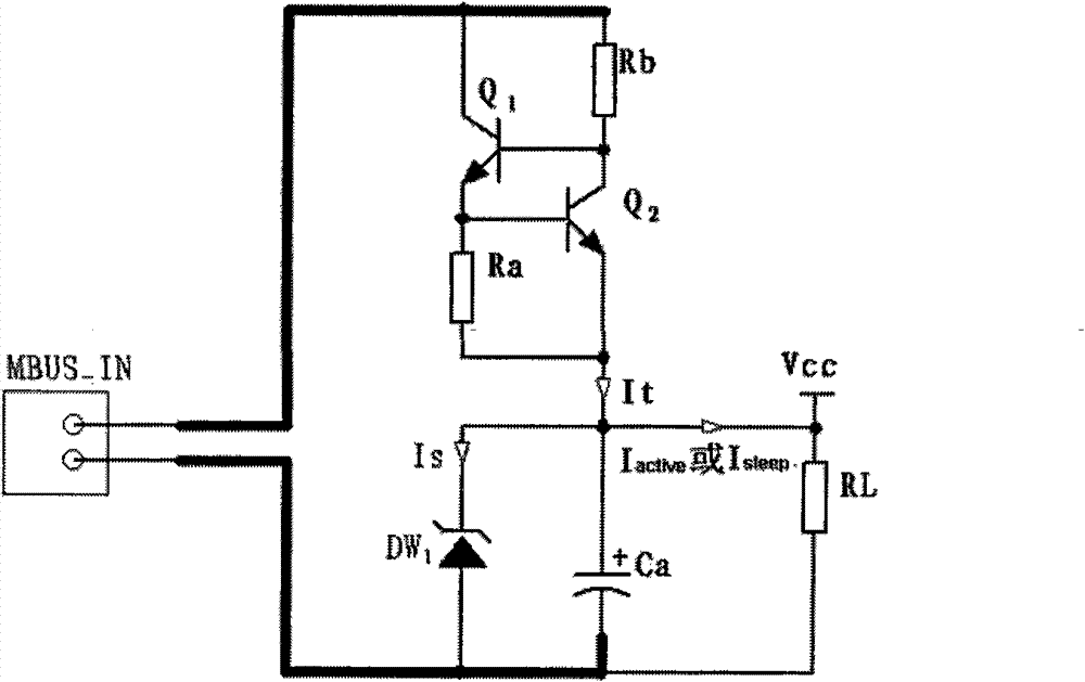 Low power consumption power supply circuit of meter bus slave computer