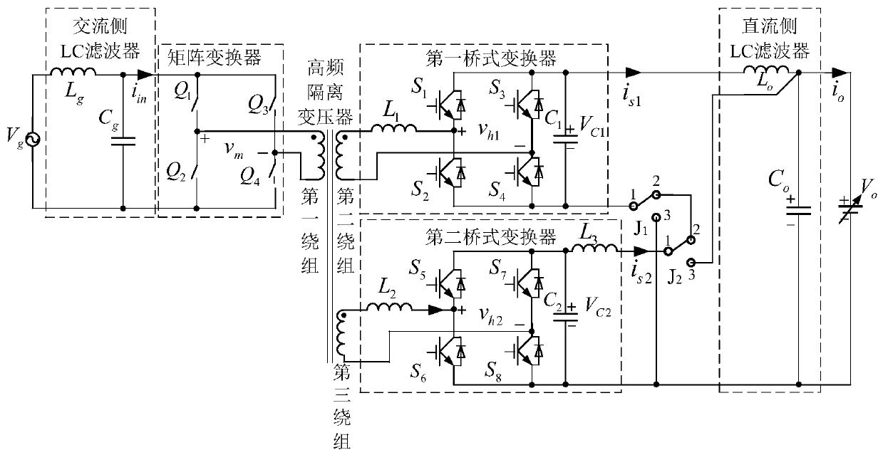 Control method of high-frequency isolation type variable-topology AC-DC converter