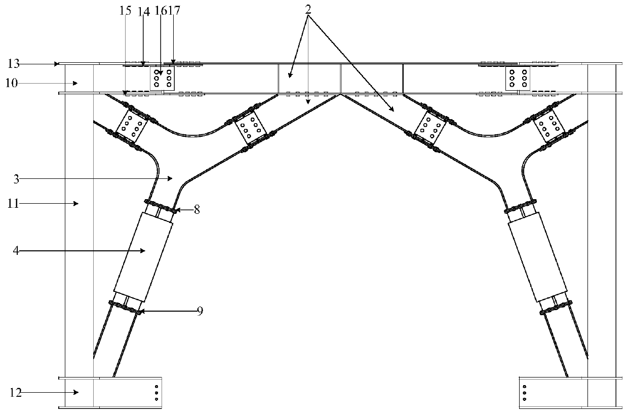 Large-headroom restorable-function steel-framed centrally-braced system