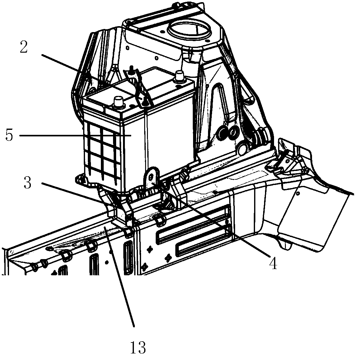 Automobile battery fixing assembly