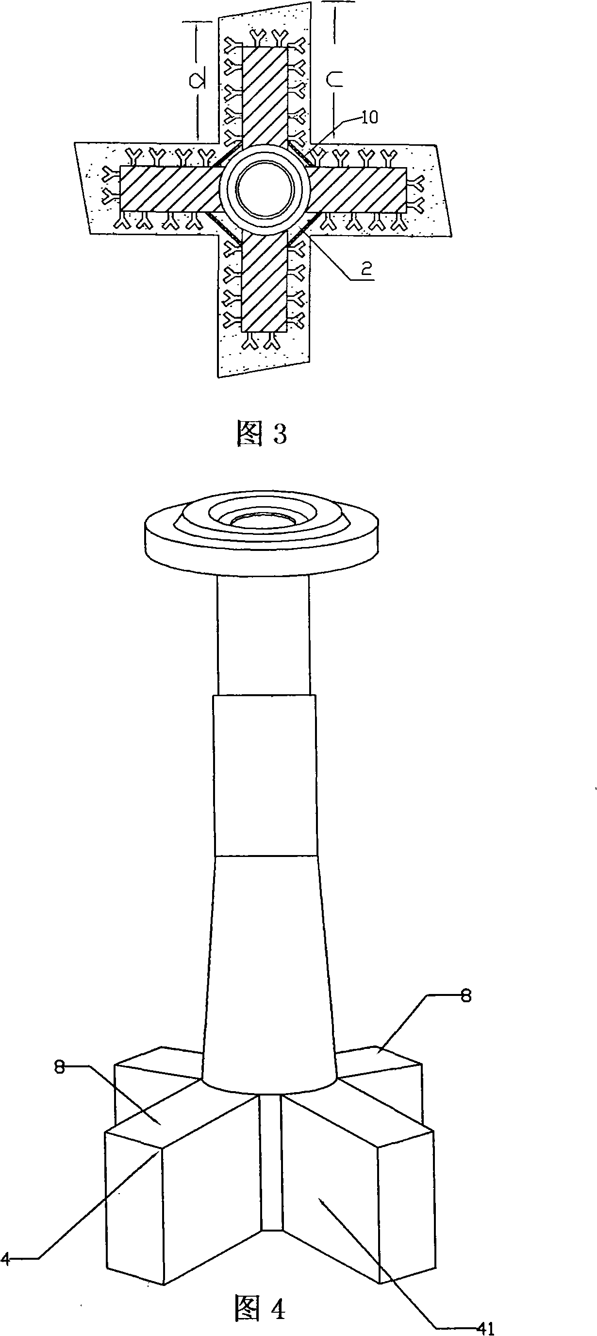 Stirring head for use in molten iron desulfurization