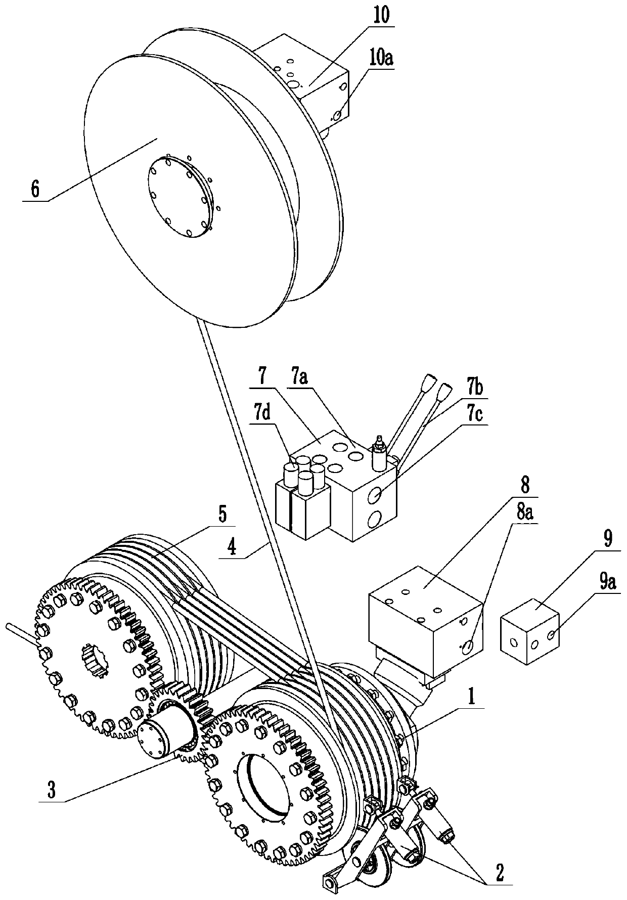 Electrohydraulic control constant tension winch with rope storage device