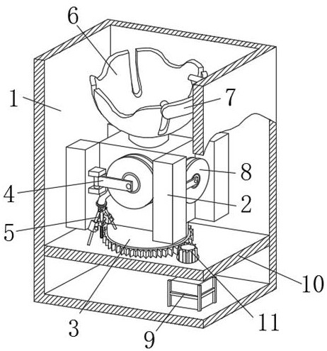 A rotary fire box with built-in multiple sets of fire water pipes