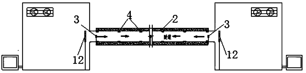 Cold zone tunnel longitudinal temperature experimental device involving train piston wind factor