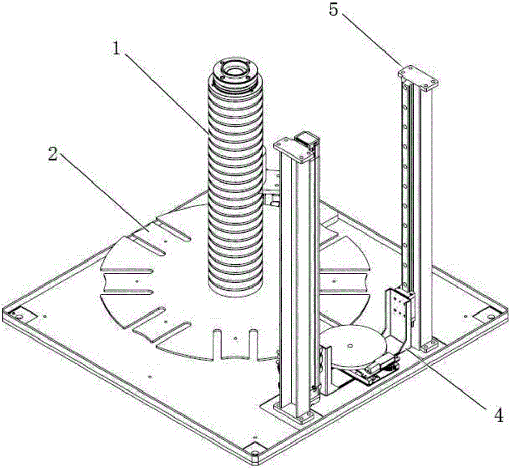 Material storage and retrieval device and on-line material storage and retrieval method