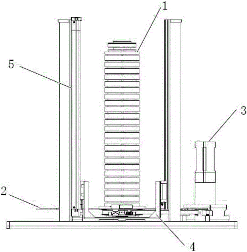 Material storage and retrieval device and on-line material storage and retrieval method