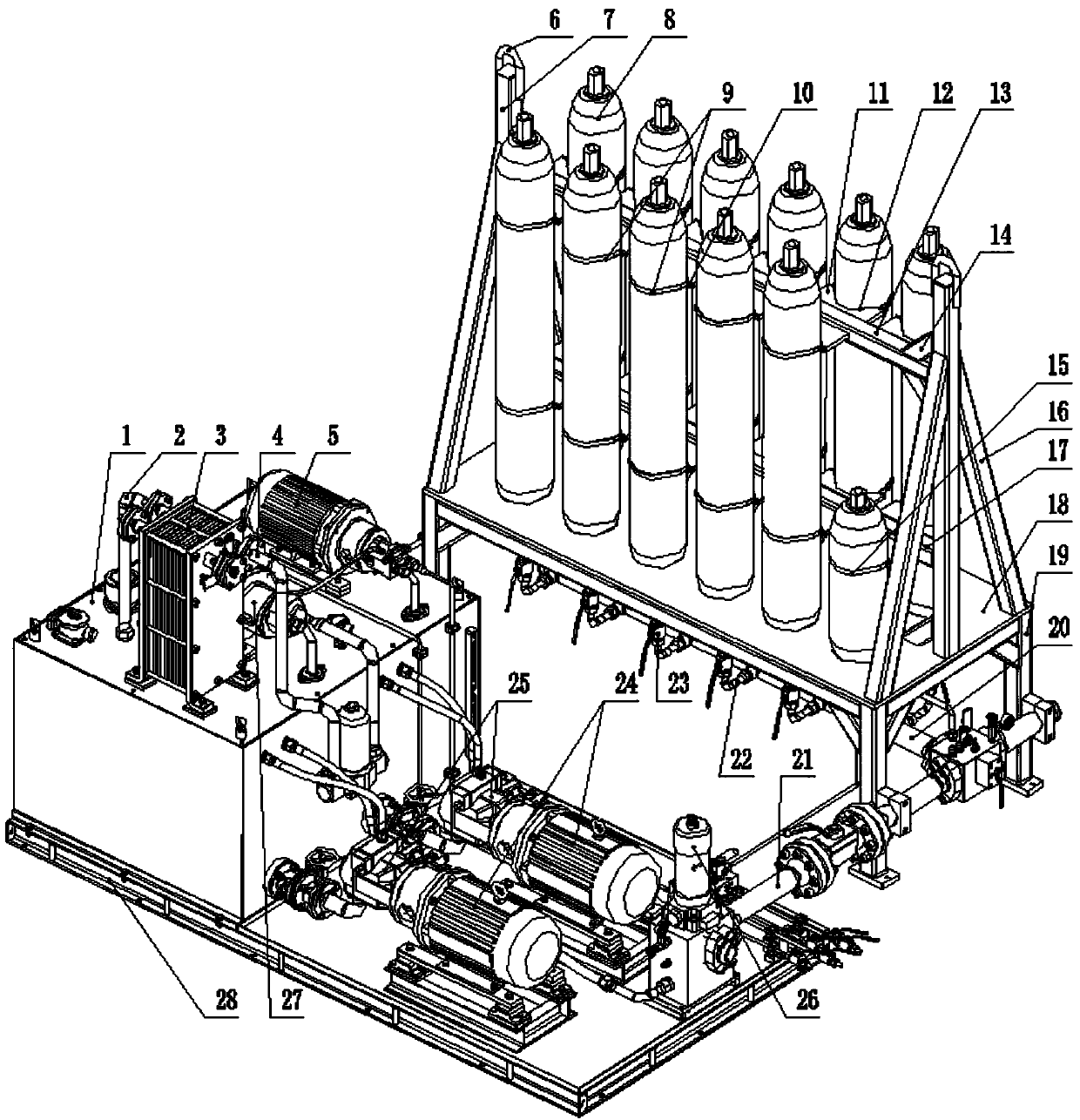 A hydraulic station structure for wind tunnel simulation experiment