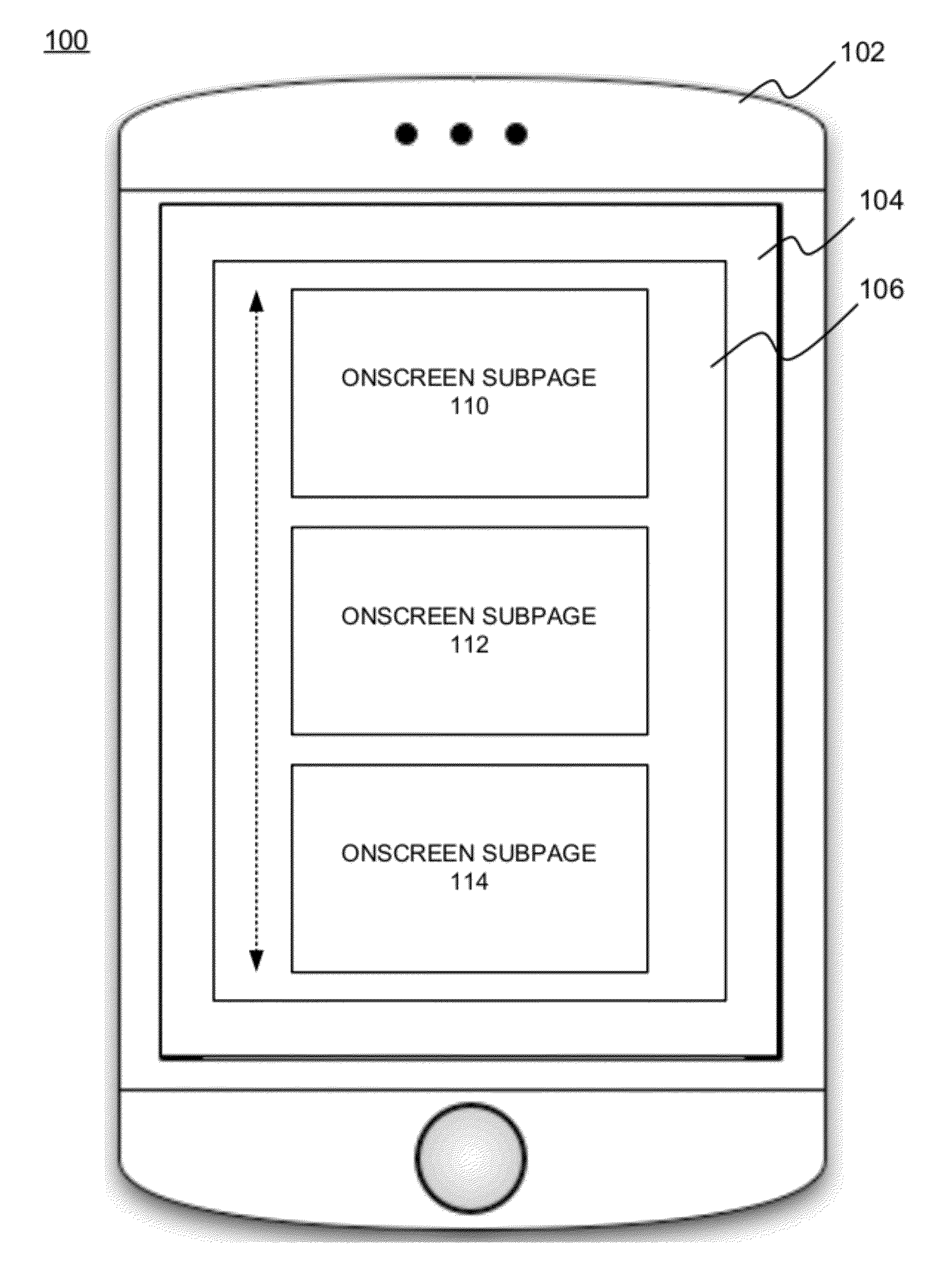 Providing subpages in a touch panel user interface