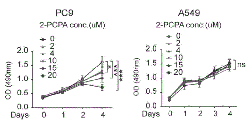 Application of KDM1A micro-molecular inhibitor in inhibition of growth and transfer of tumor cells