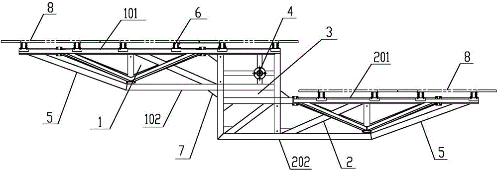 Supporting frame for photovoltaic power generation tracking device