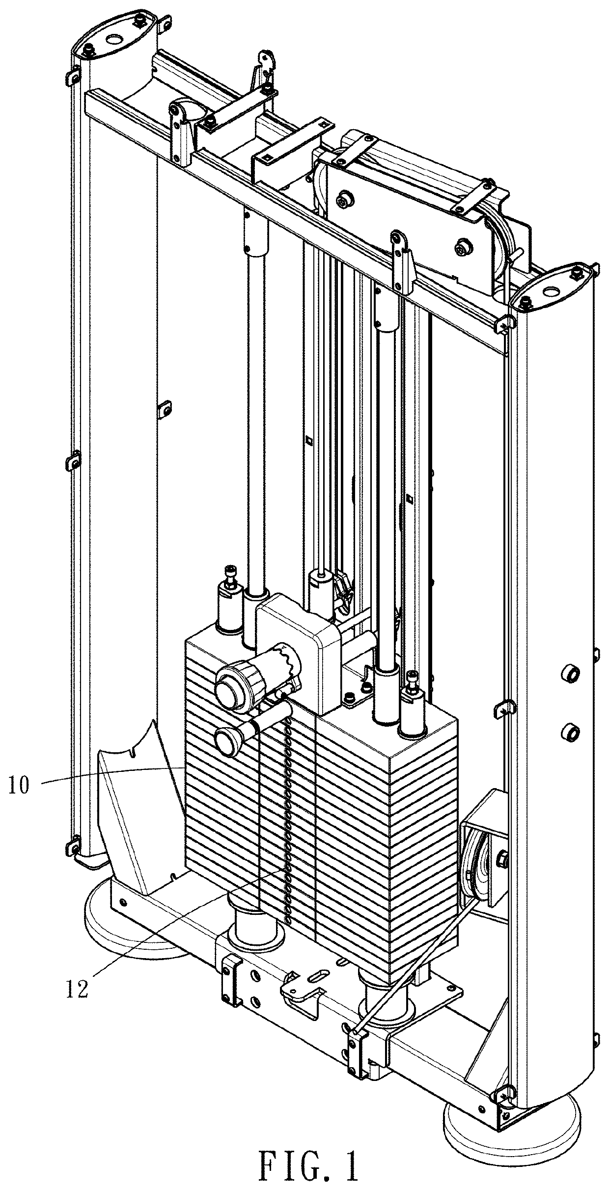 Weight plate gap adjustment device for weight training equipment