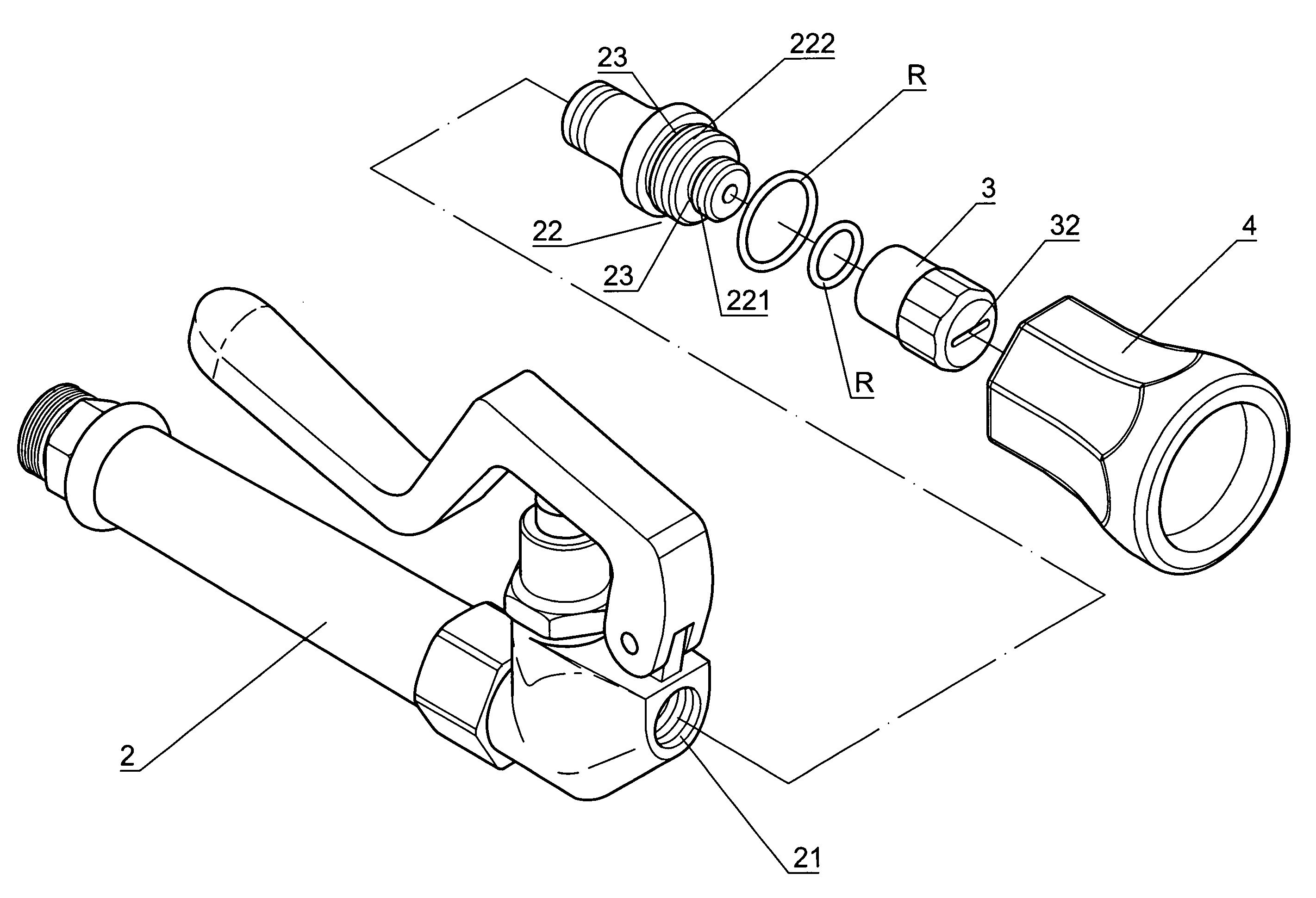 Adjustable knife-curtain outlet structure of cleanout handle