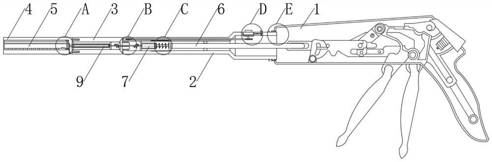 End angle adjustable anastomat for intracavity cutting