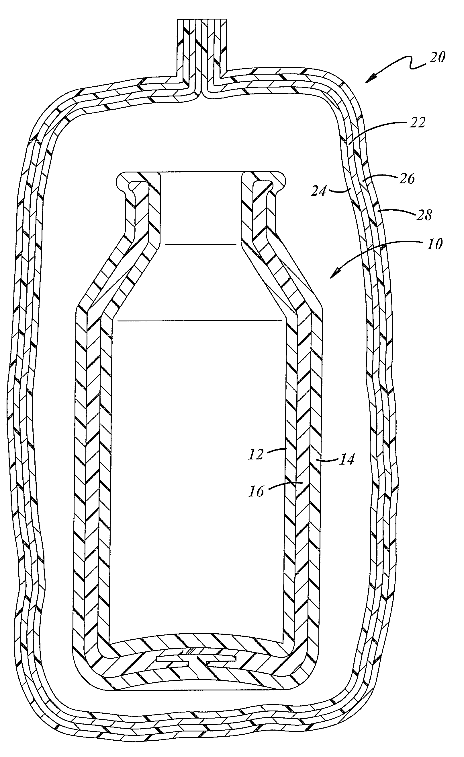 Multilayer plastic container and method of storing lyophilized products