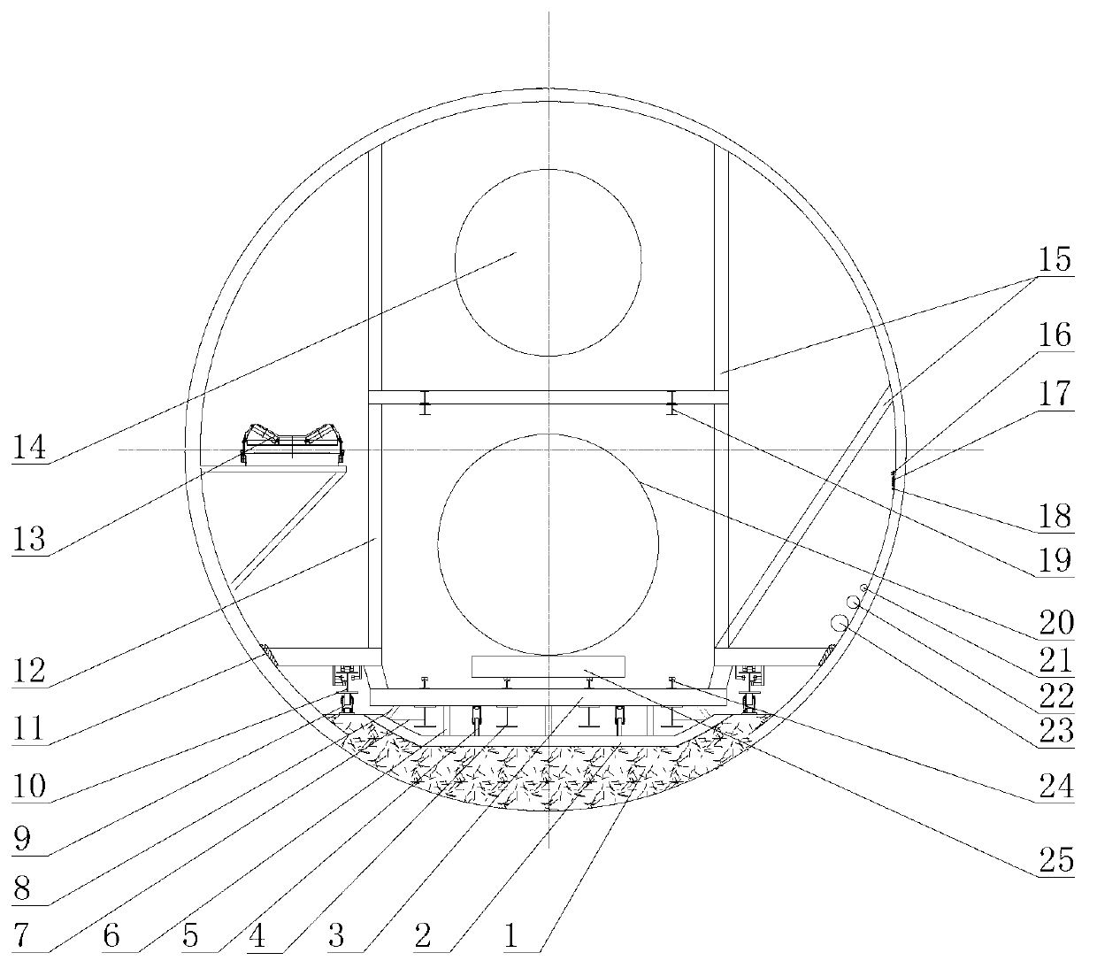 Open type tunnel boring machine (TBM) on-site concrete inverted arch synchronous lining trolley