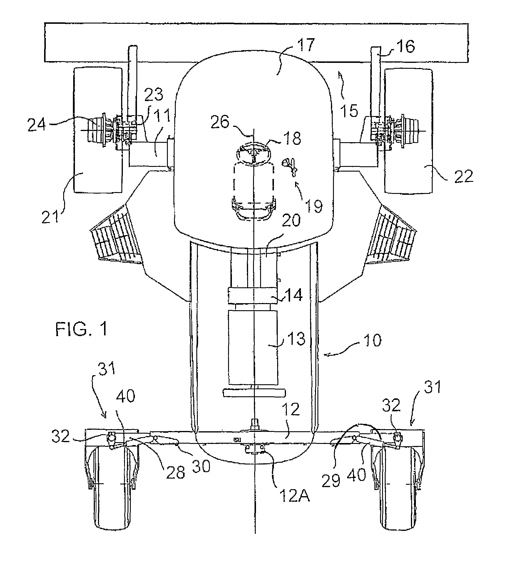 Rear suspension for swather tractor