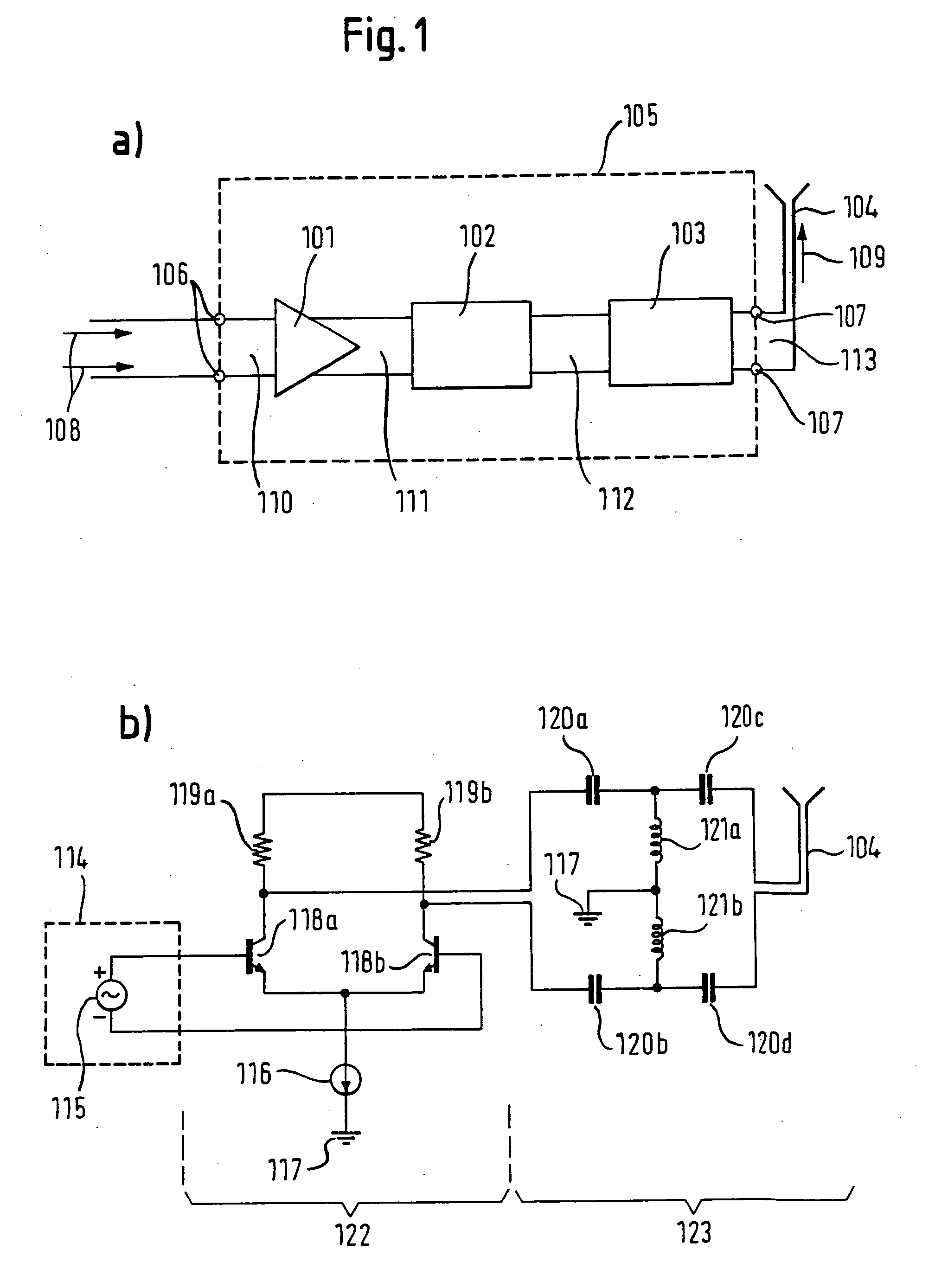 Coupling device for interfacing power amplifier and antenna in differential mode