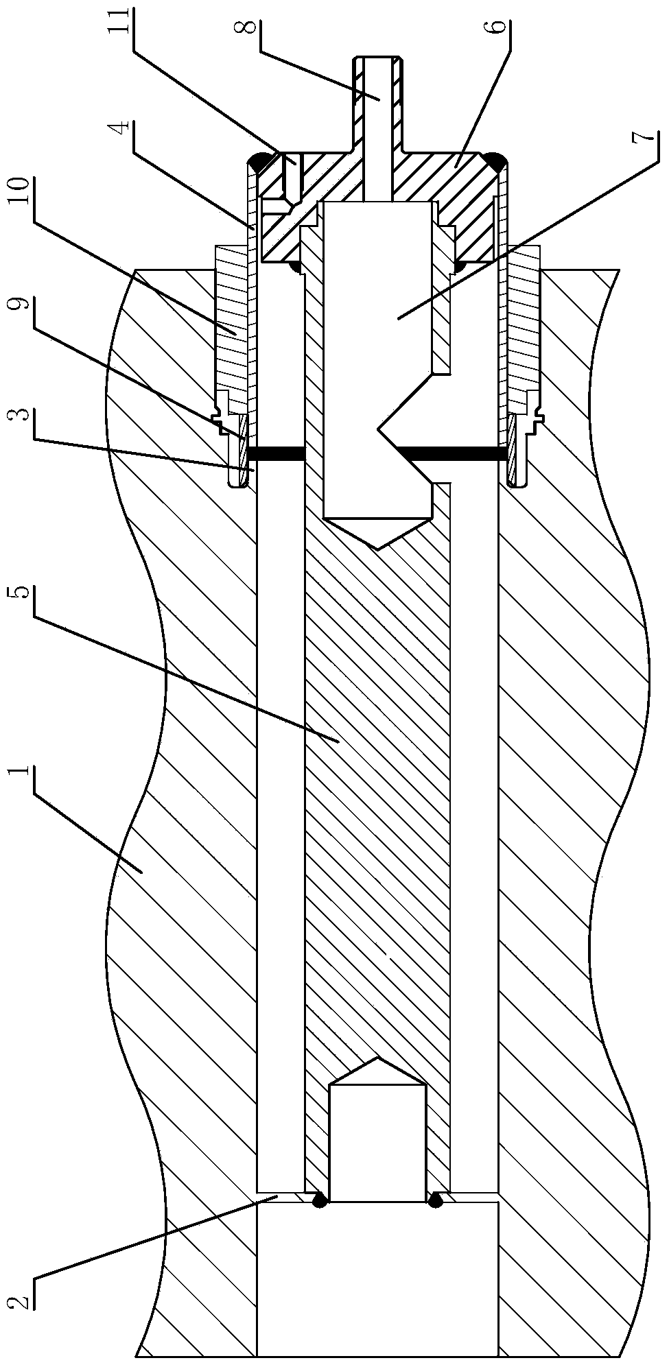 Hydraulic test sealing structure of pressure container and mounting and use method of hydraulic test sealing structure