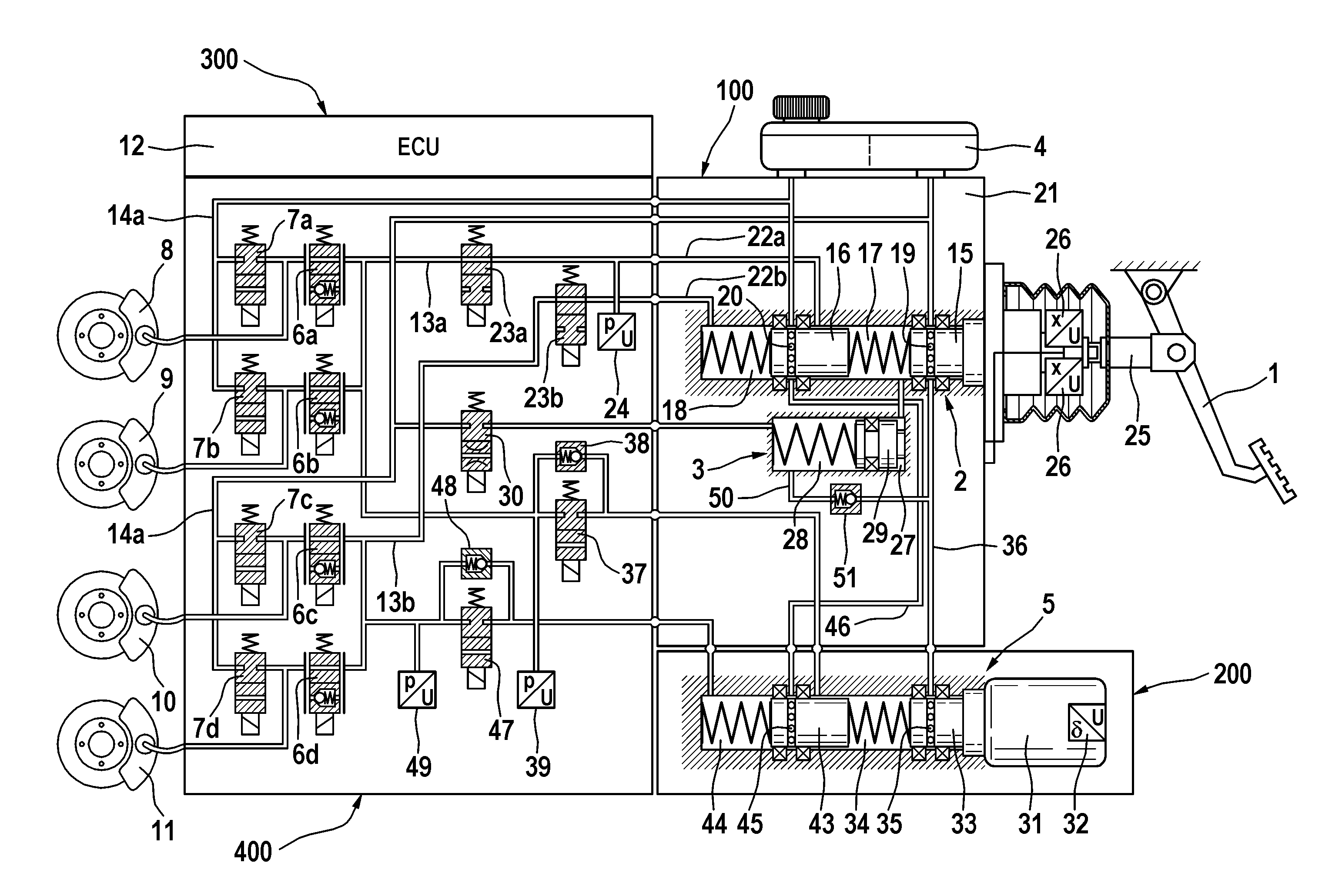 Braking system for motor vehicles and method for operating the same