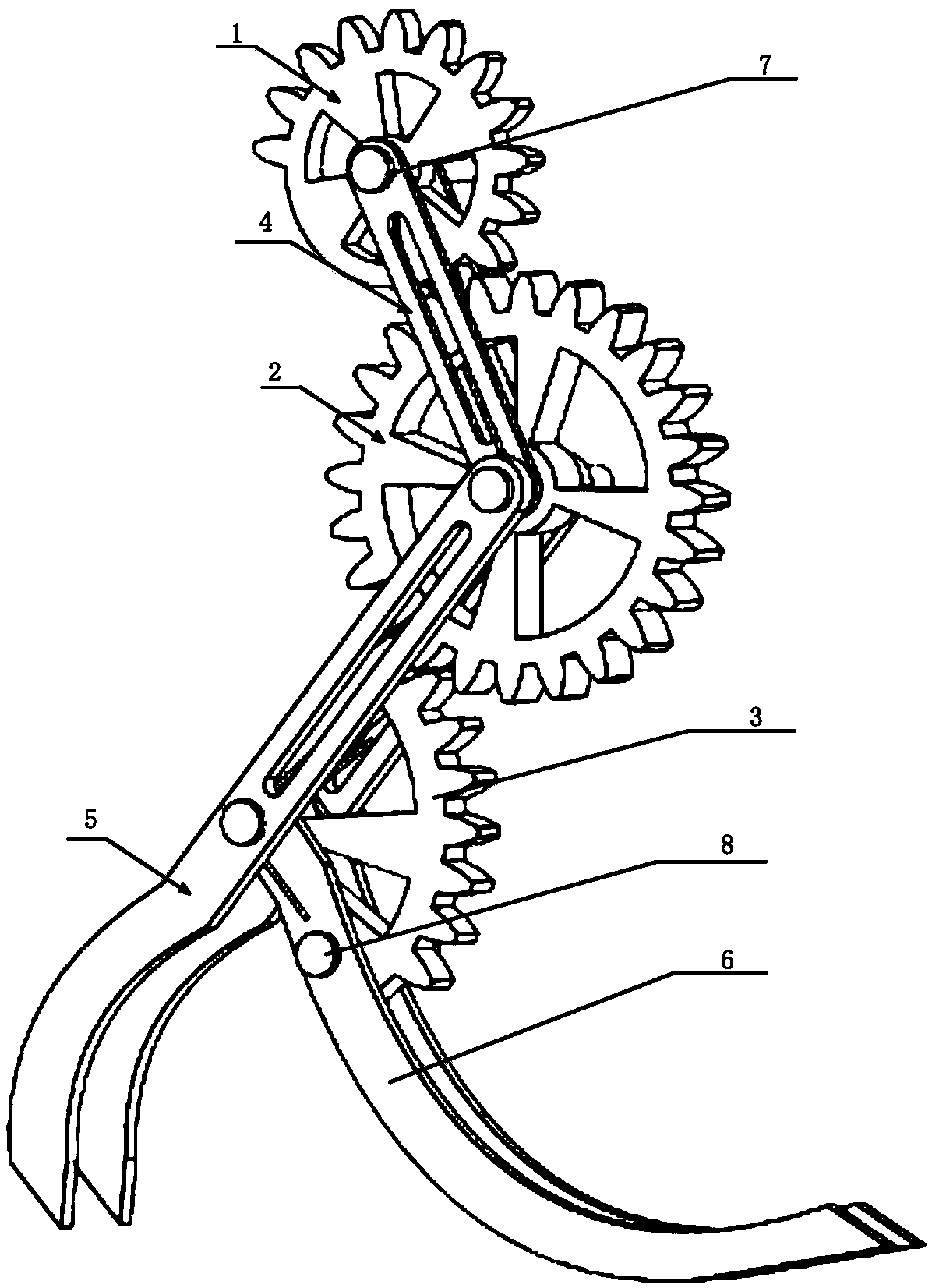 Bouncing leg based on incomplete set of gears