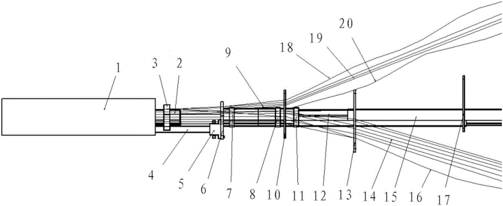 Special-shaped sandwich fiber product sandwich guiding pultrusion device