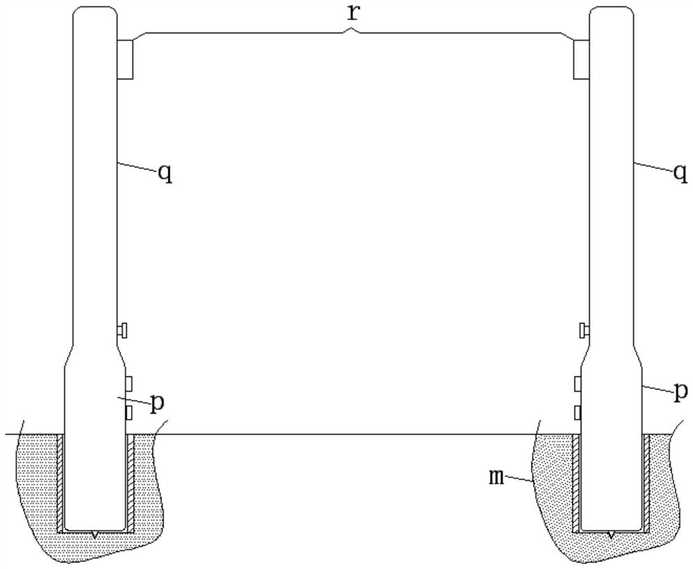 Installation foundation of detection alarm device for preventing overhead cable from being scratched