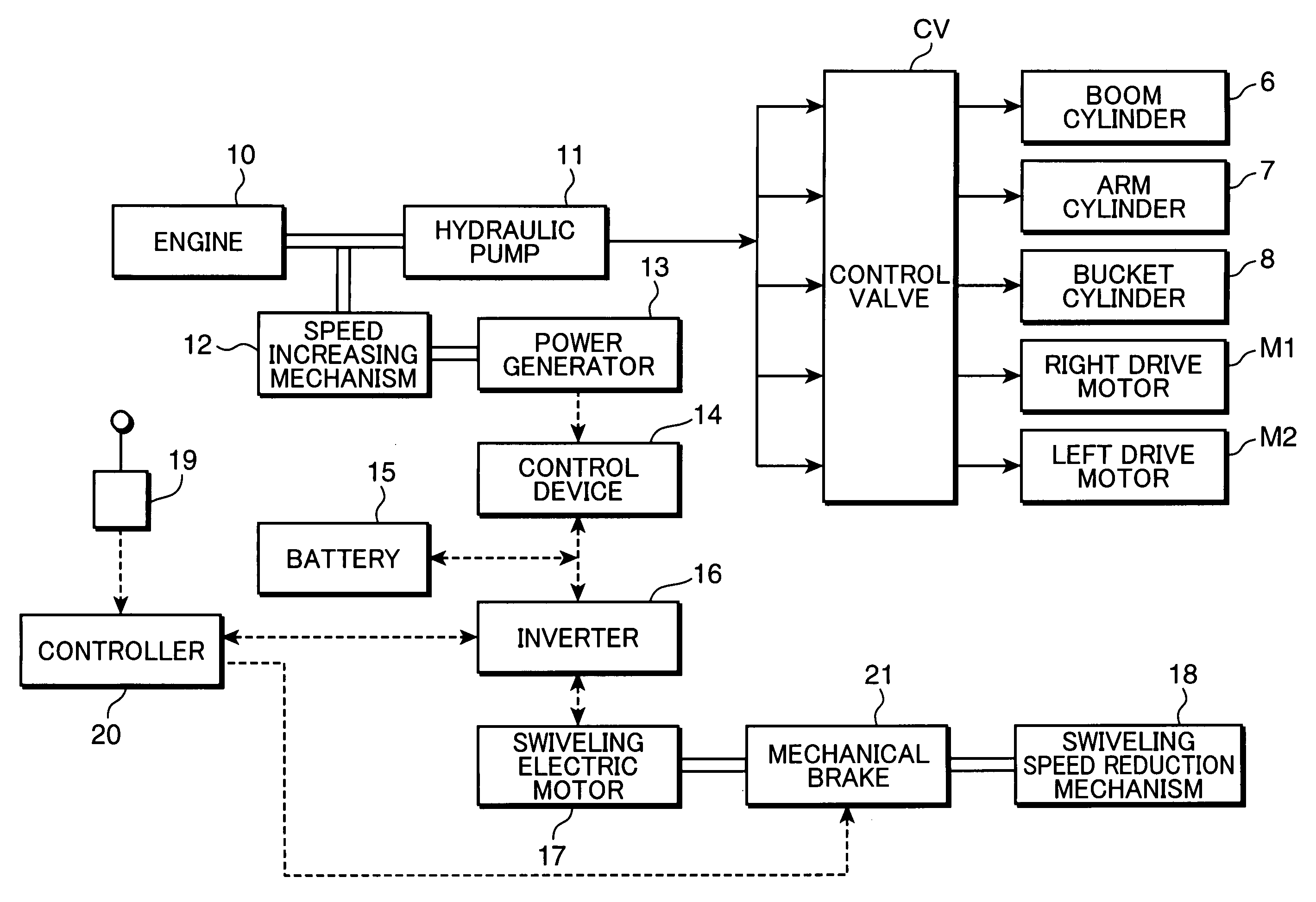 Rotation brake method and device for working machine