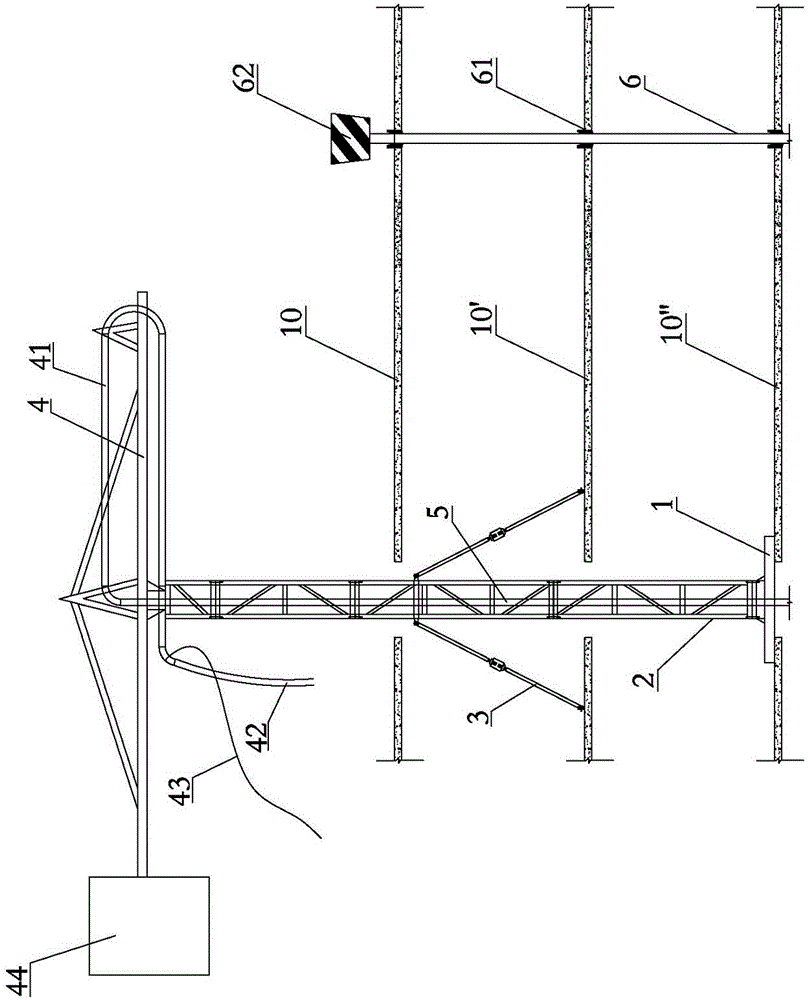 Novel material distribution device and floor concrete casting construction method of novel material distribution device