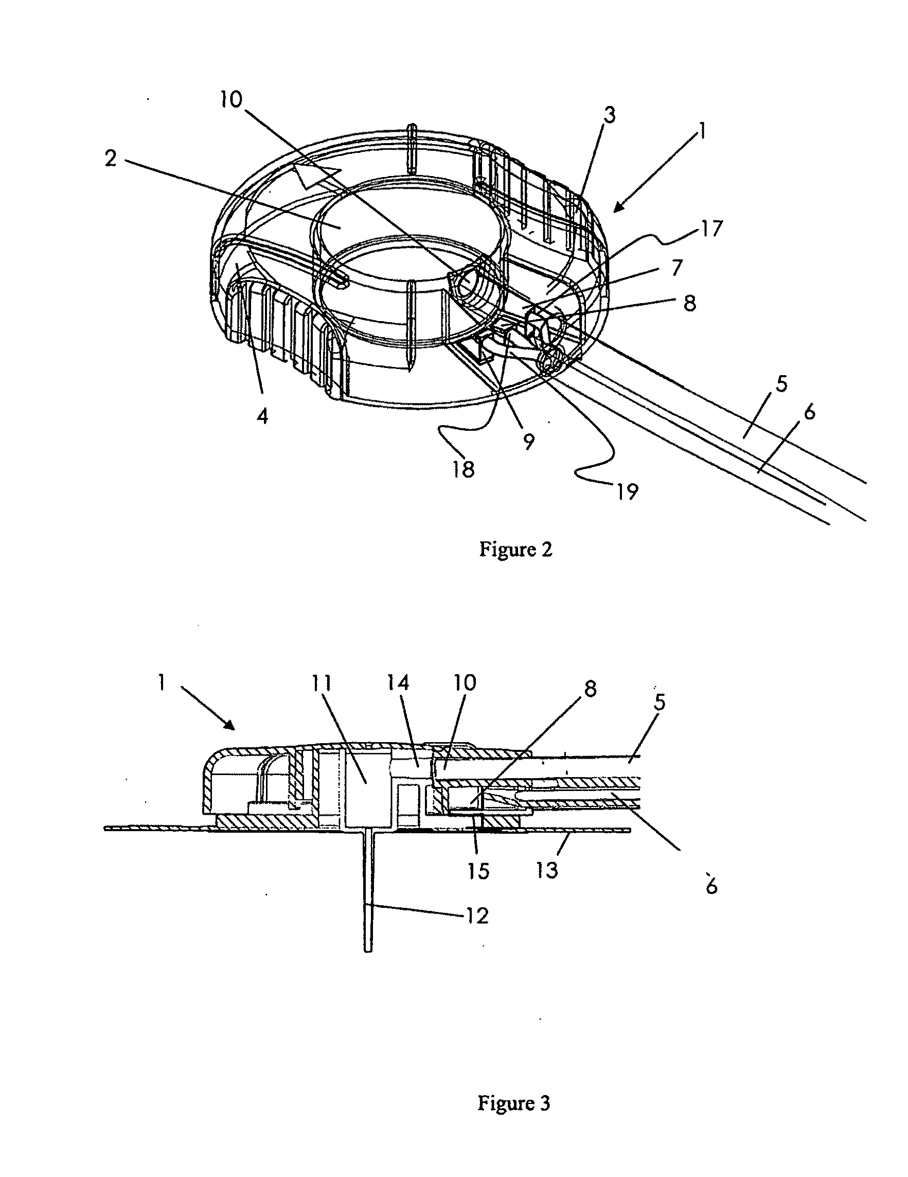 Device for drug delivery and associated connections thereto