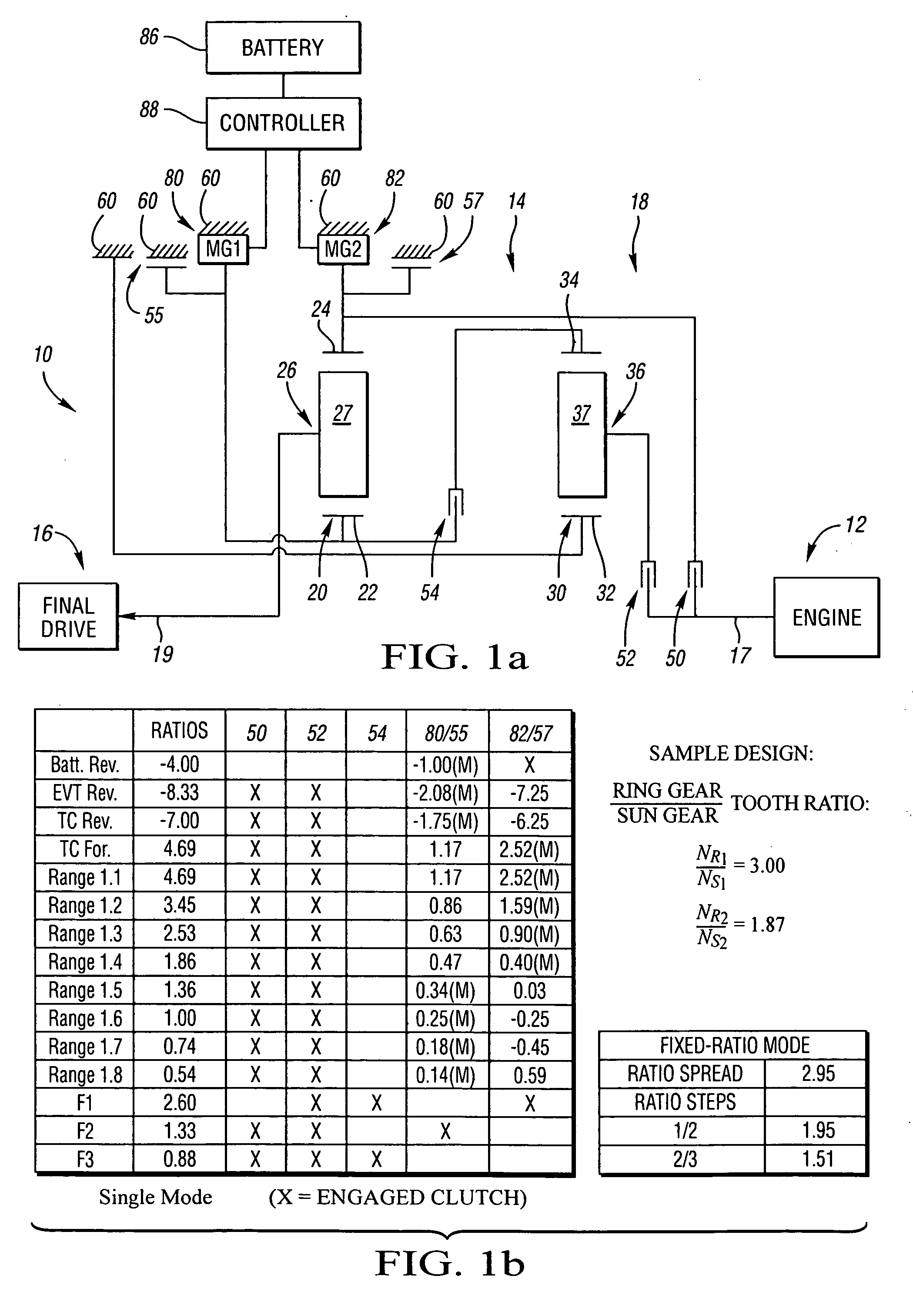 Electrically variable transmission having two planetary gear sets with one stationary member and clutched input