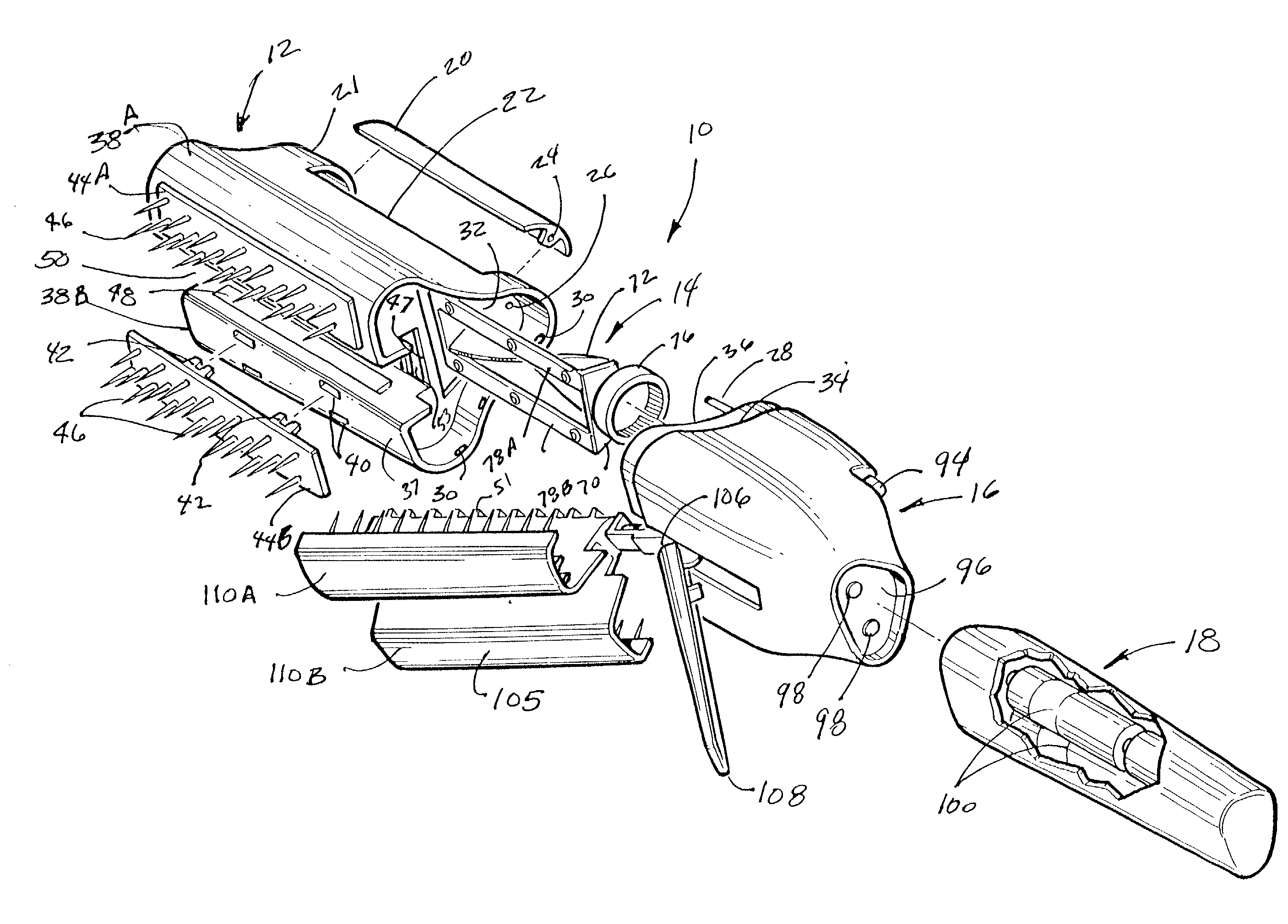 Hair trimming device with removably mountable components for removal of split ends and styling of hair