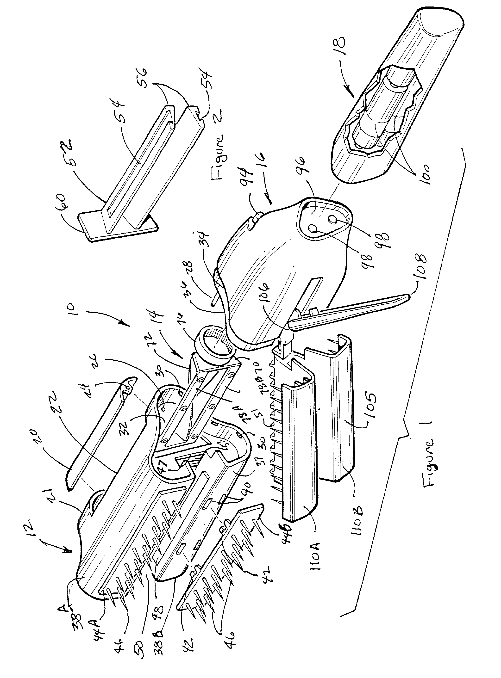 Hair trimming device with removably mountable components for removal of split ends and styling of hair