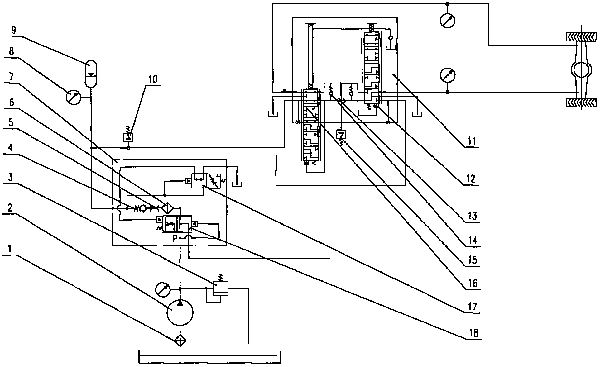 Hydraulic dynamic brake operating system for tractor