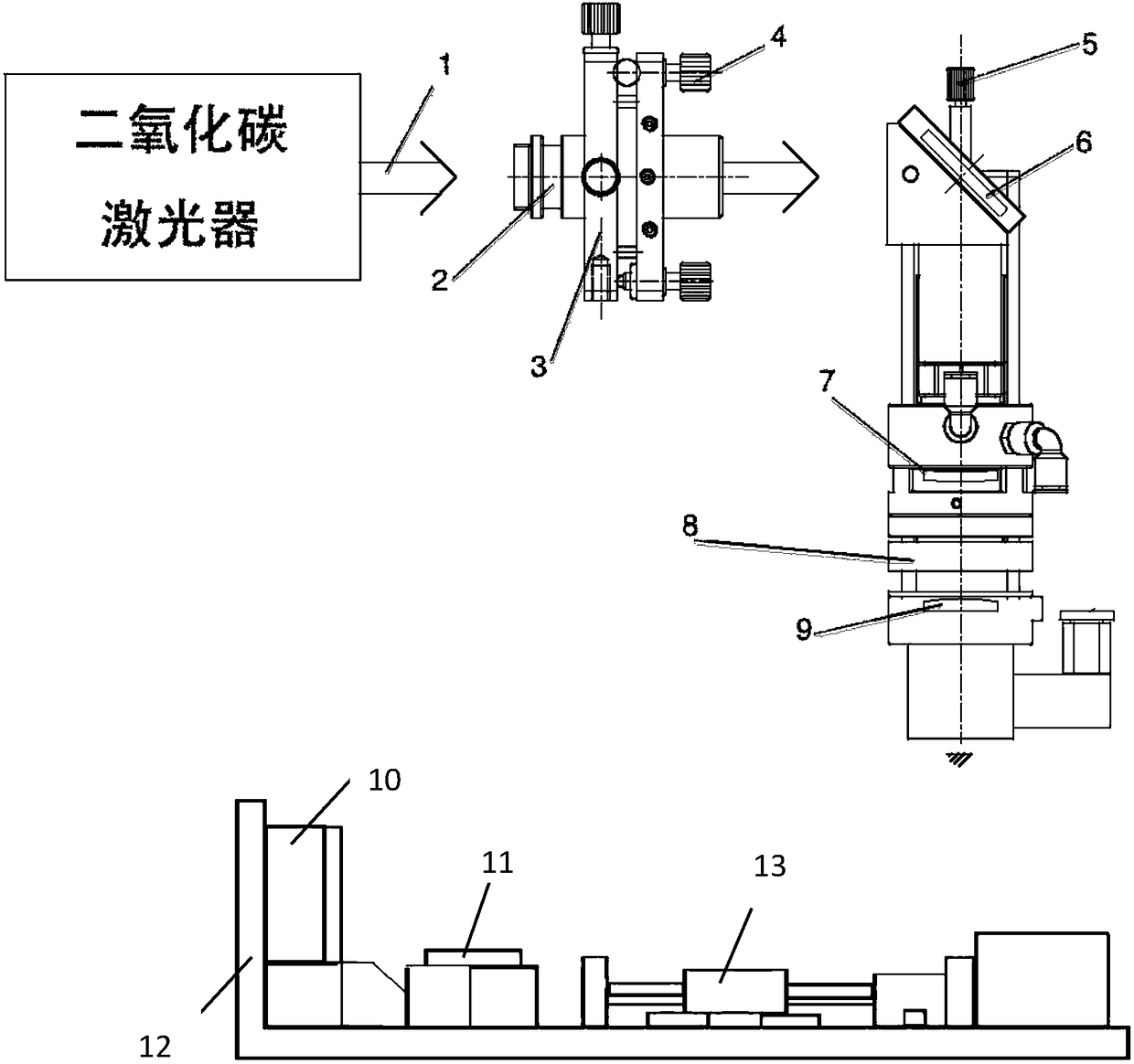 Micro-nano optical fiber EFPI sensor F-P cavity manufacturing device and method