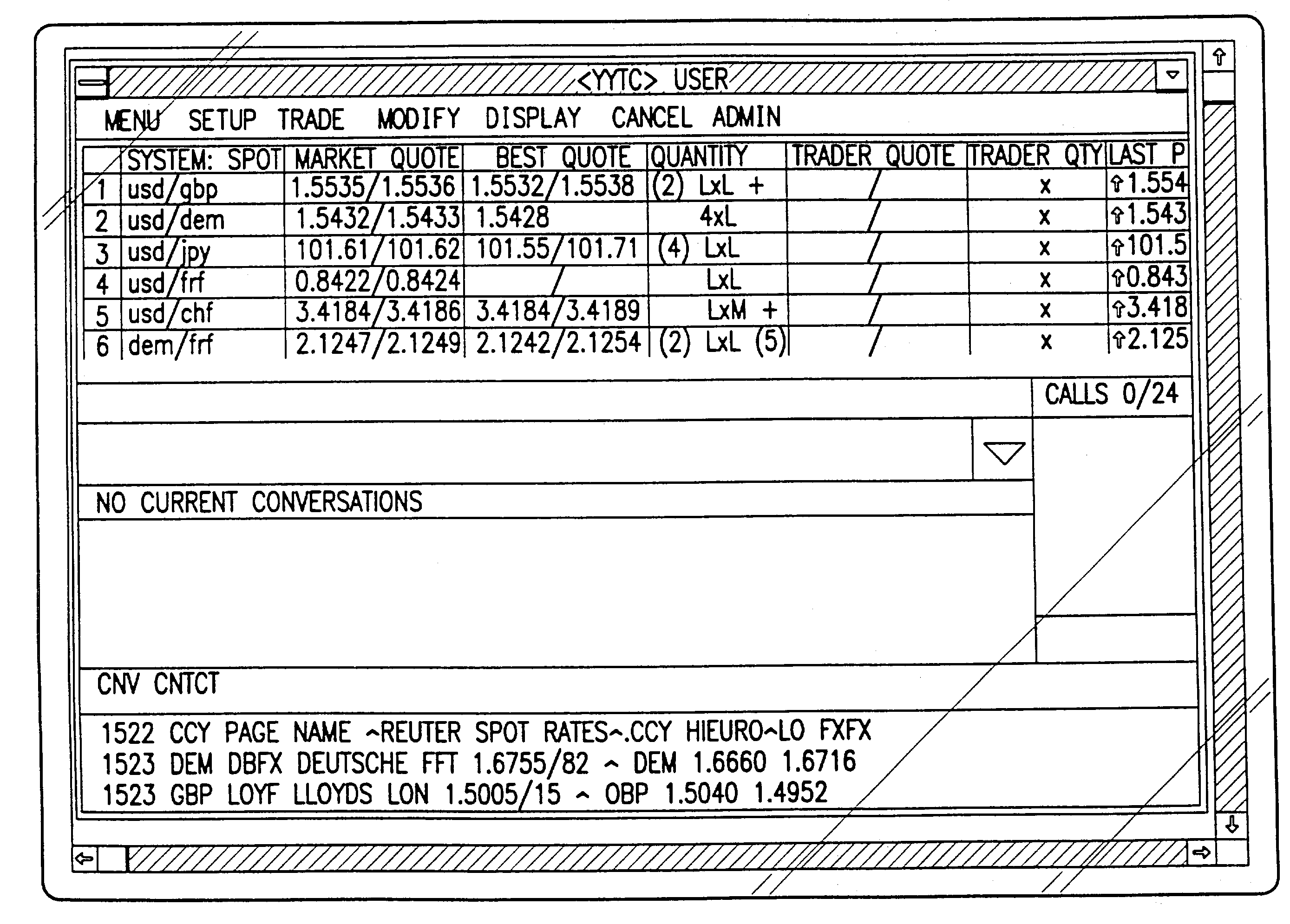 Electronic trading system including an auto-arbitrage feature or name switching feature