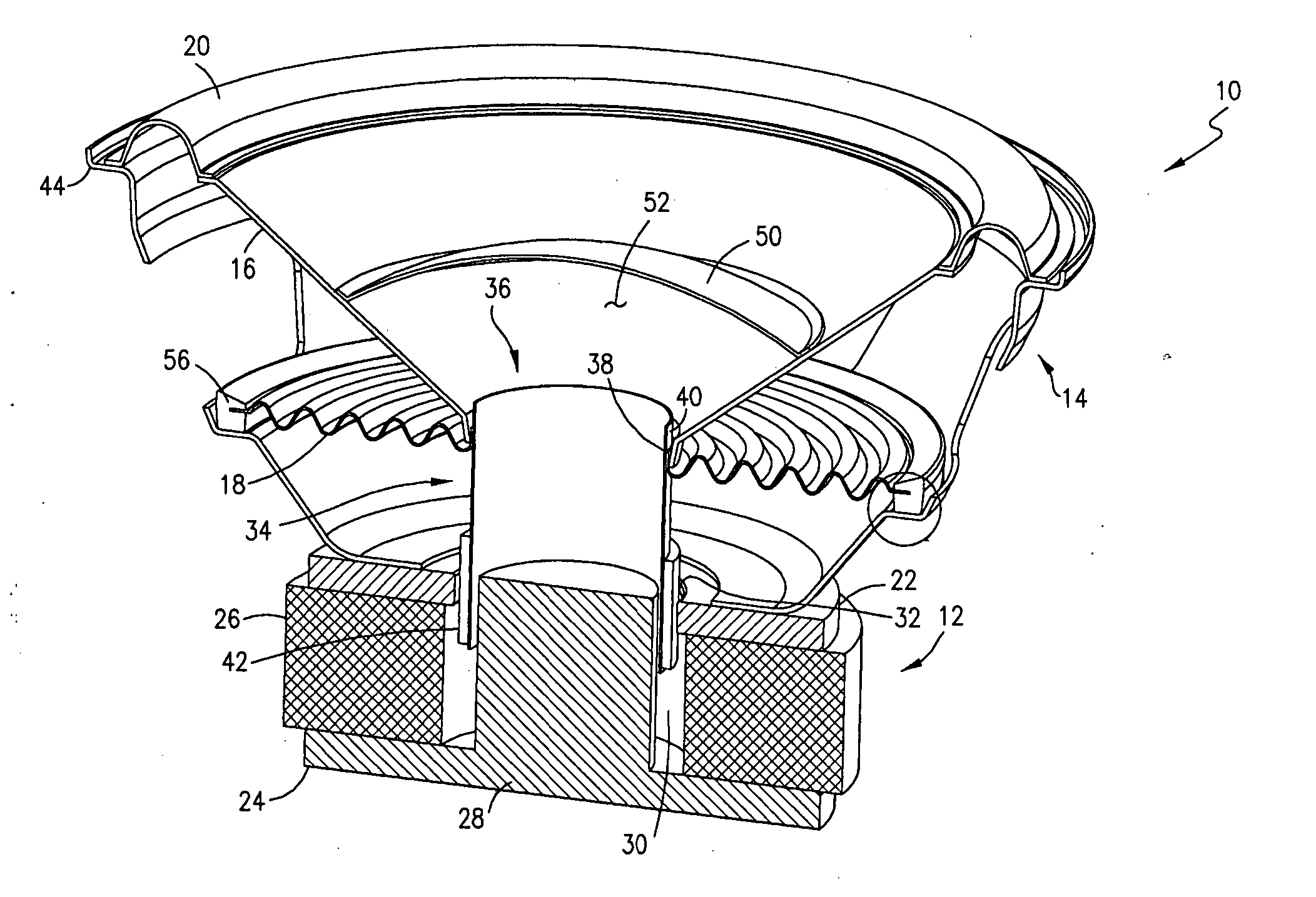 Loudspeaker with integrated spider standoff ring