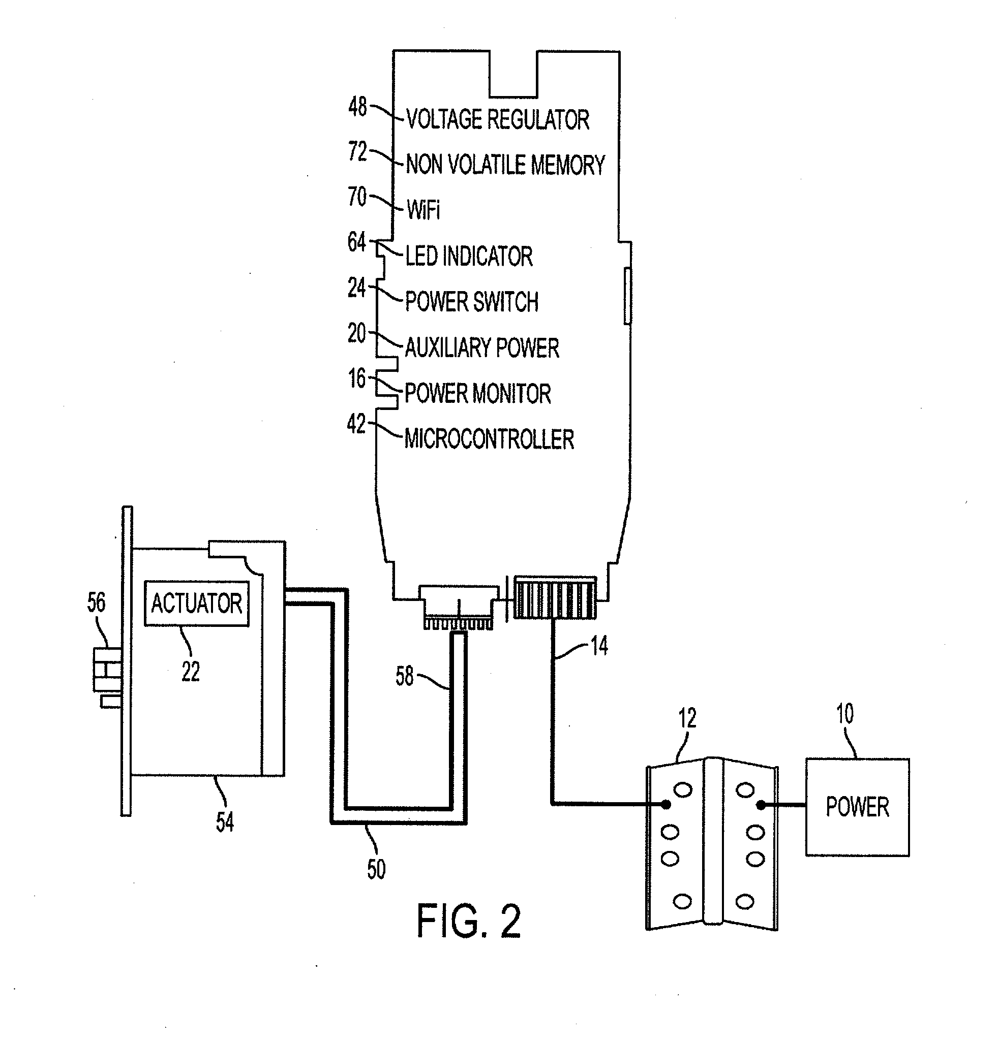 Electronic lock with power failure control circuit