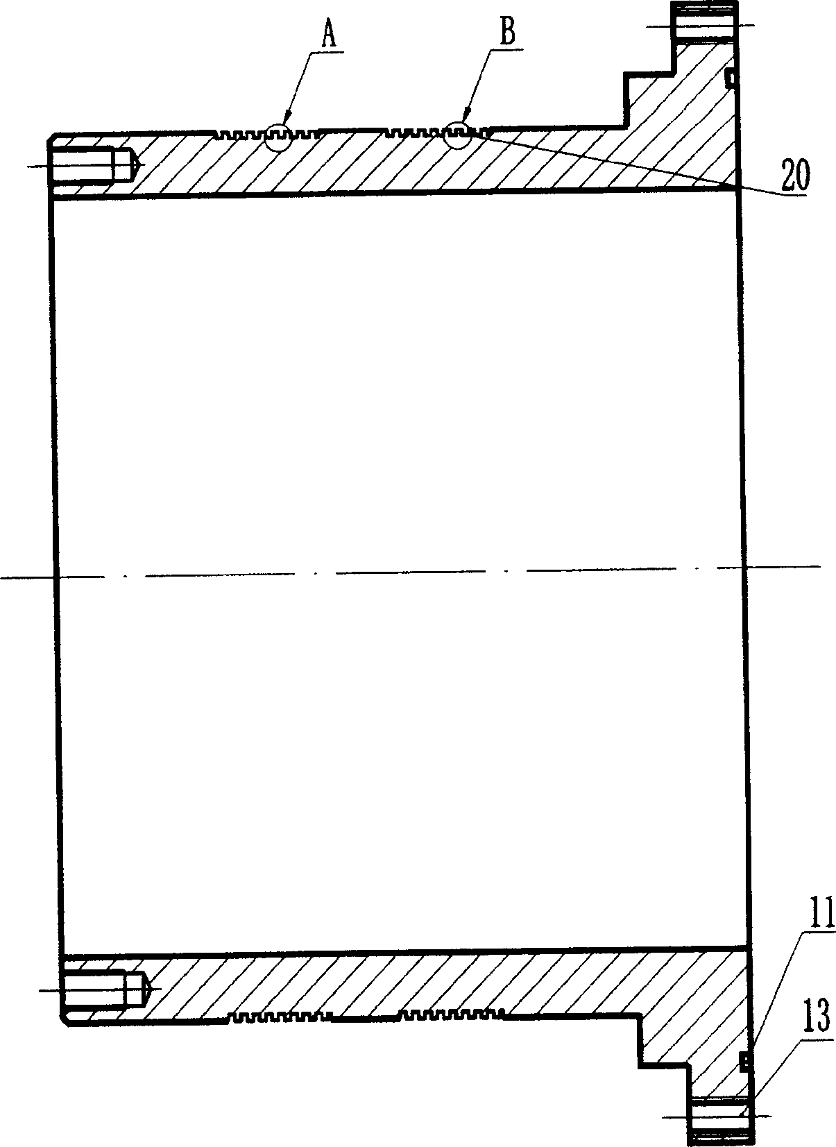 Low-temperature large diameter magnetic liquid sealing arrangement