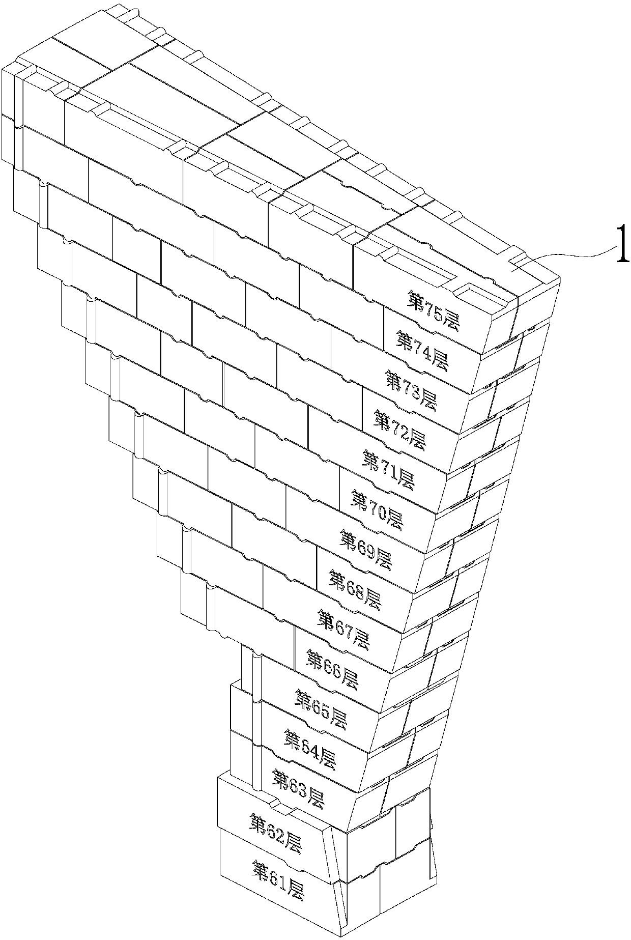 Chute corbel pillar masonry structure of dry quenching furnace