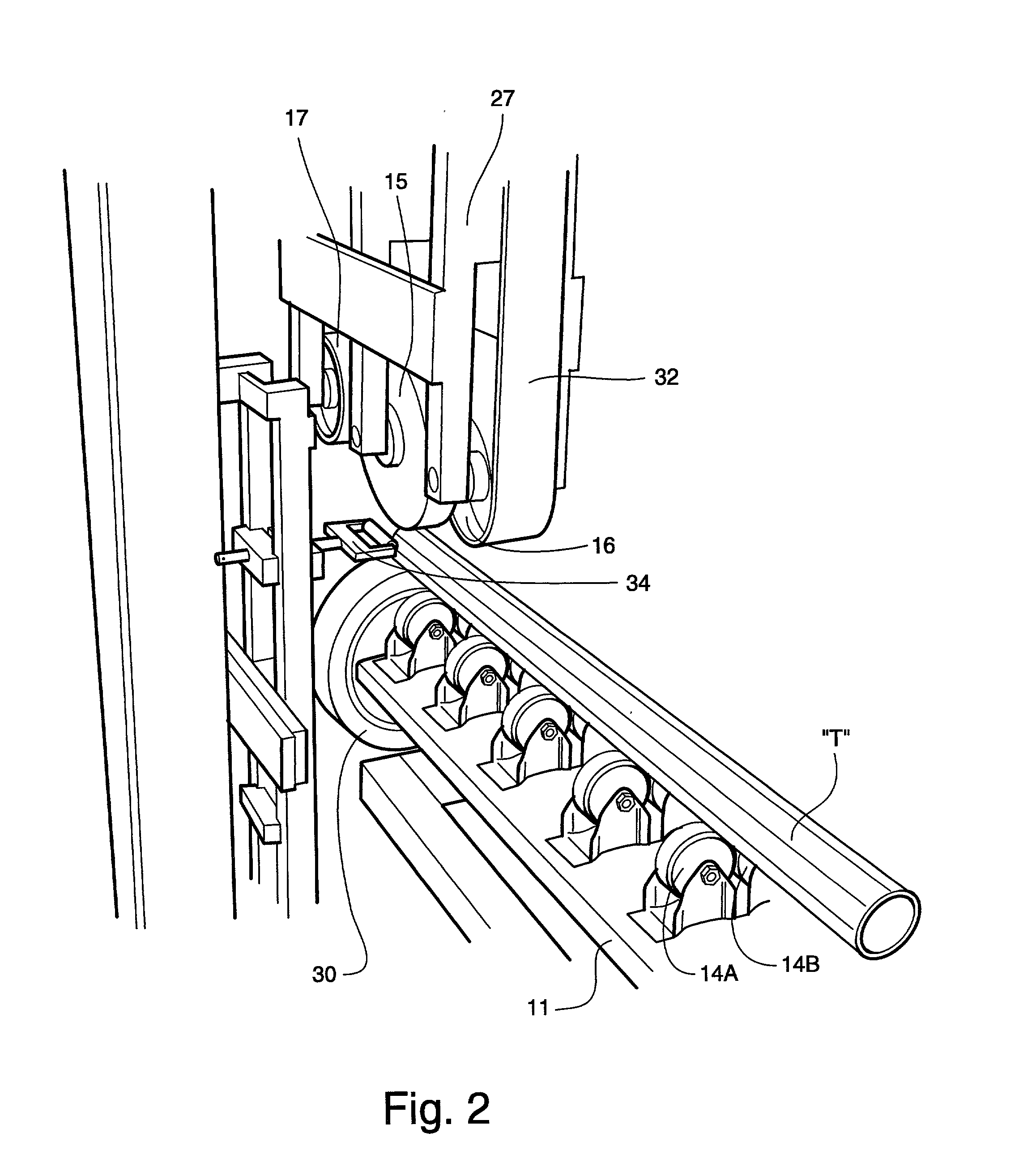 Apparatus for in-line surface polishing of cylindrical stock such as stainless steel tubing, and method