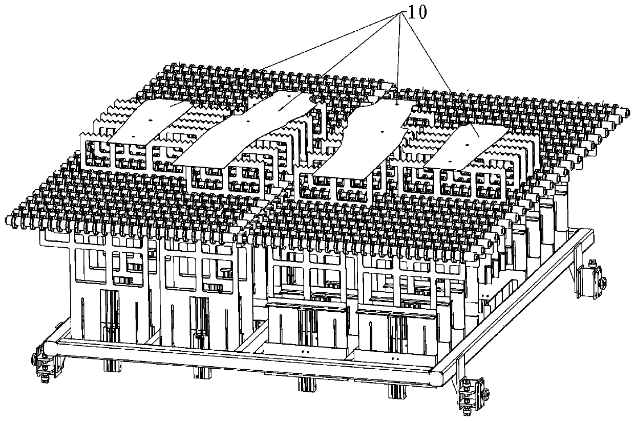 Heating furnace discharging platform system for thermoforming production line