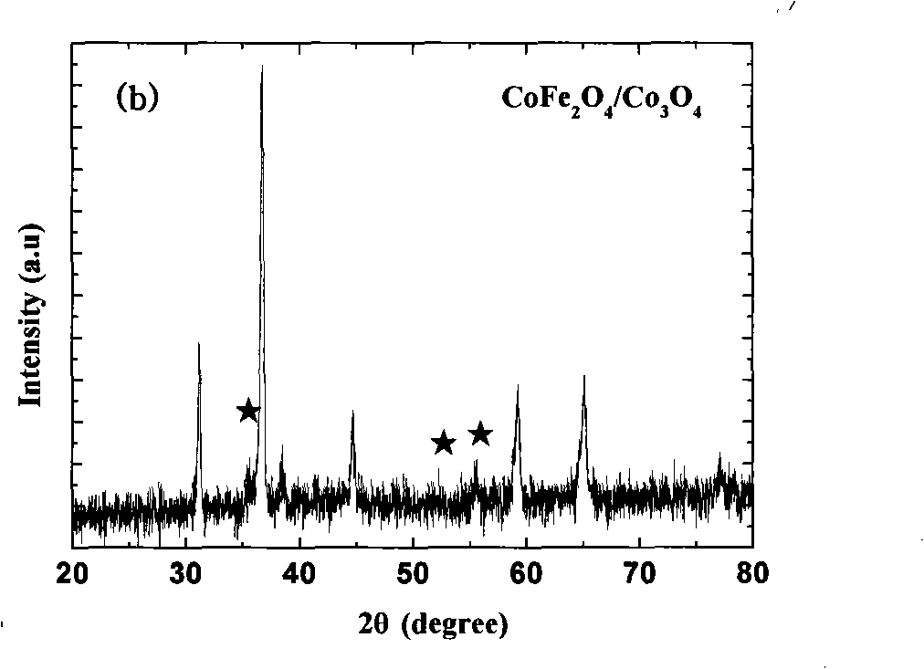 Ferrite nanometer particle embedded antiferromagnetic oxide matrix composite material and preparation method