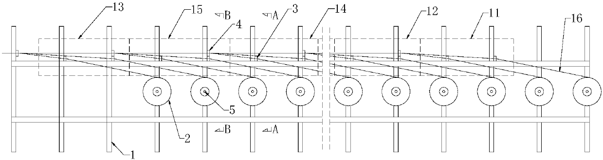 Yarn distribution and guide device and method of tyre cord fabric machine